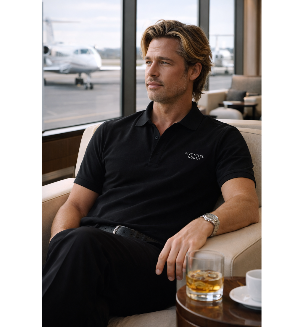 Five Miles North Classic Black Polo