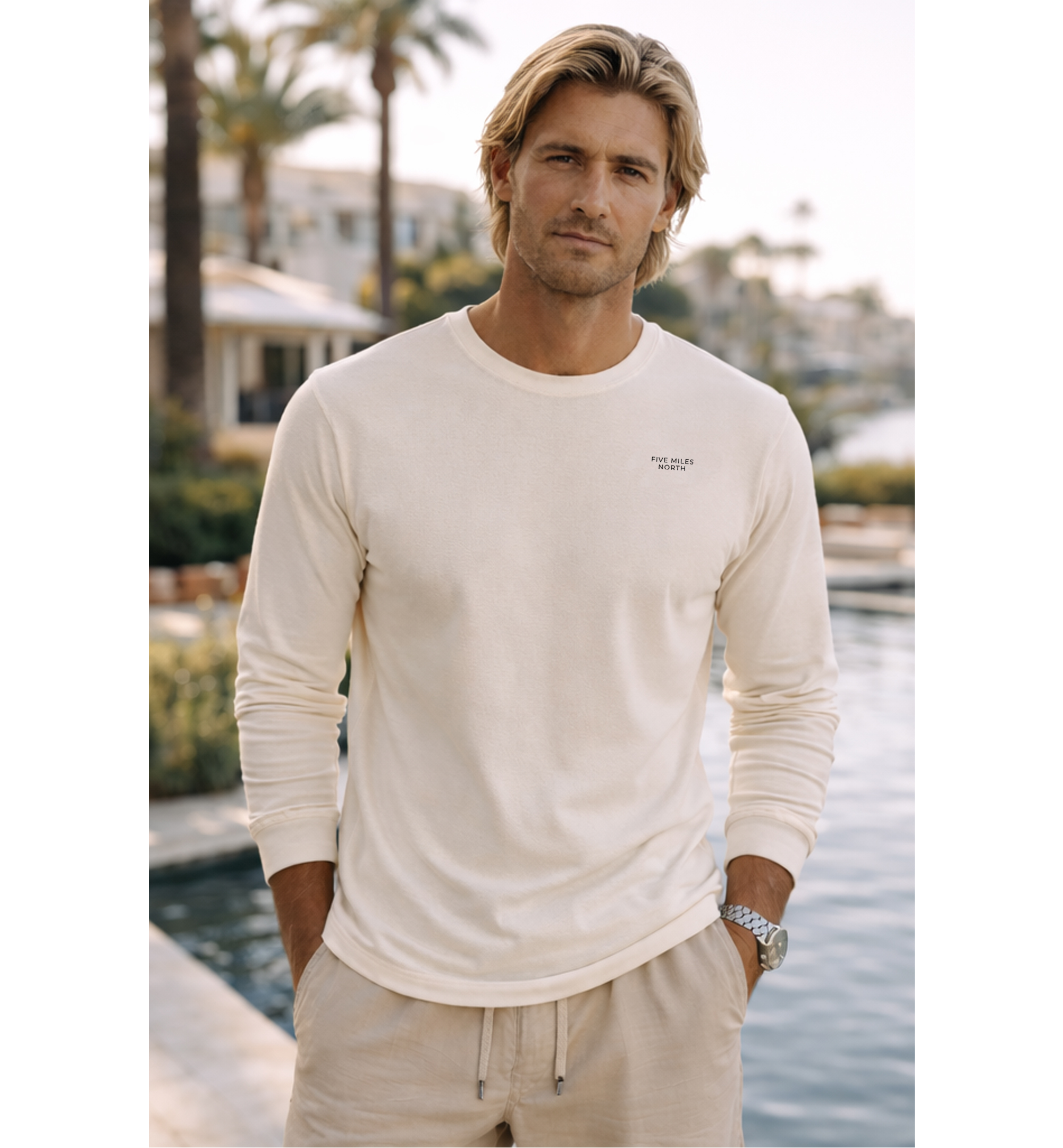 Five Miles North Long Sleeve Shirt :: Front & Back Embroided Black Logo