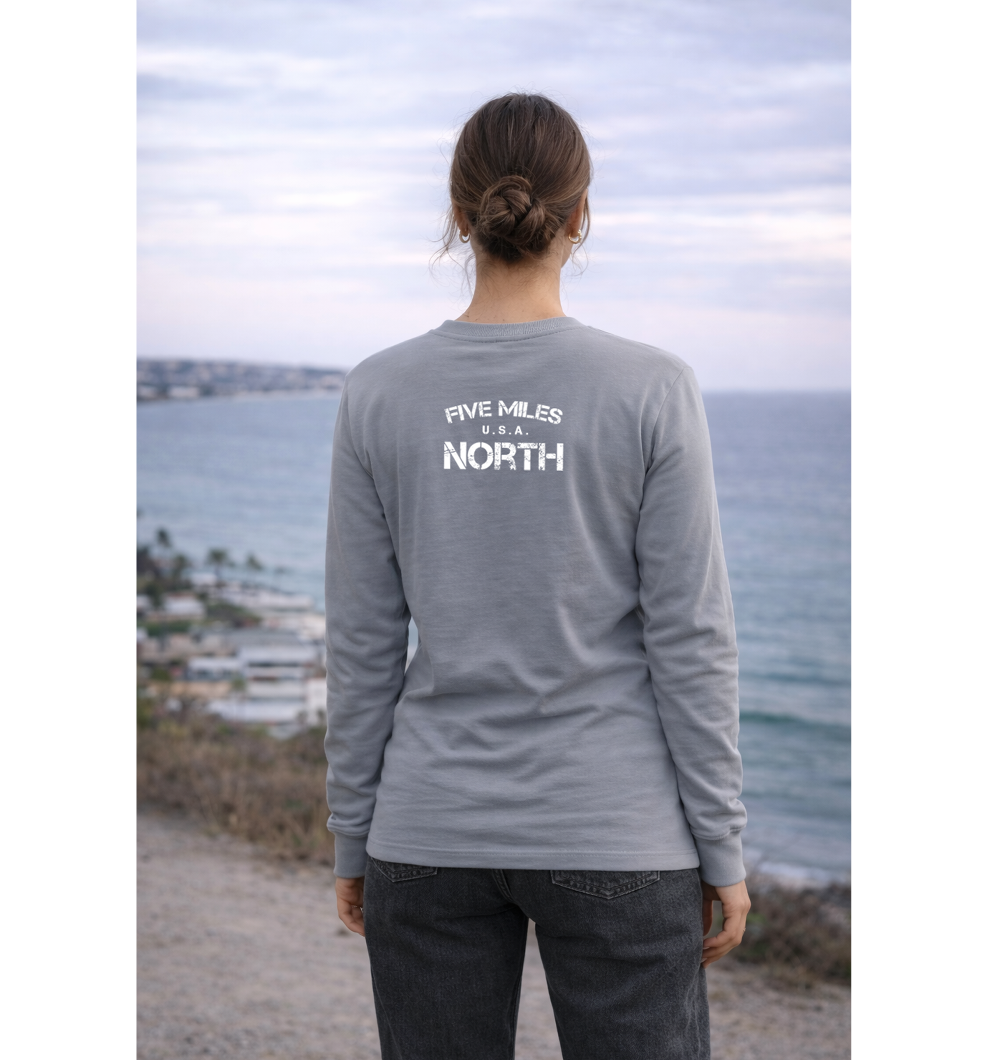 Five Miles North Long sleeve shirt - Front & Back Signature Print (White Logo)