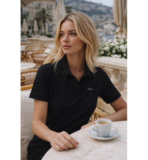 Five Miles North Classic Black Polo :: With Embroided Logo