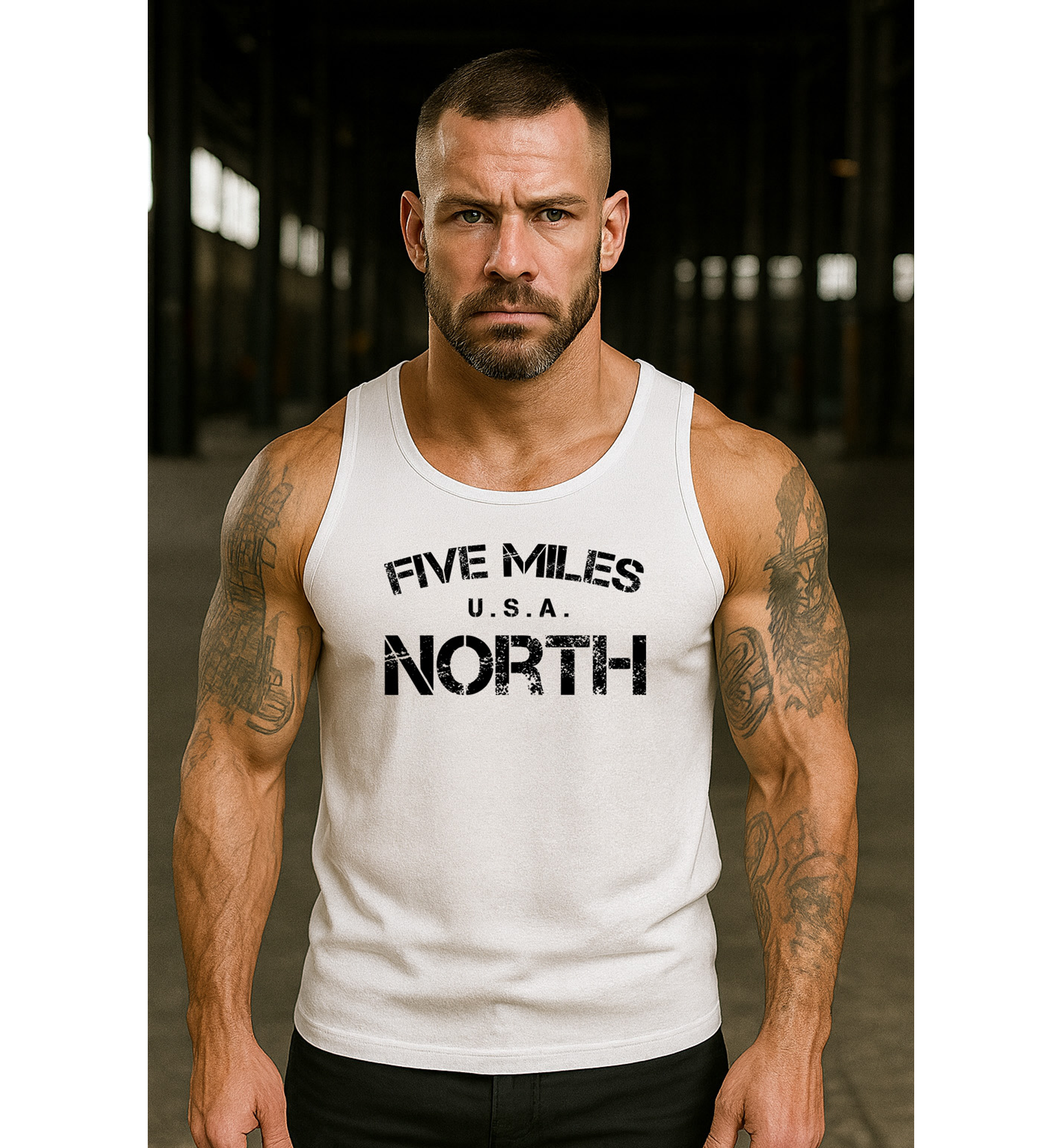 Minimalist TANK TOPS | Large Front Logo Print | Five Miles North