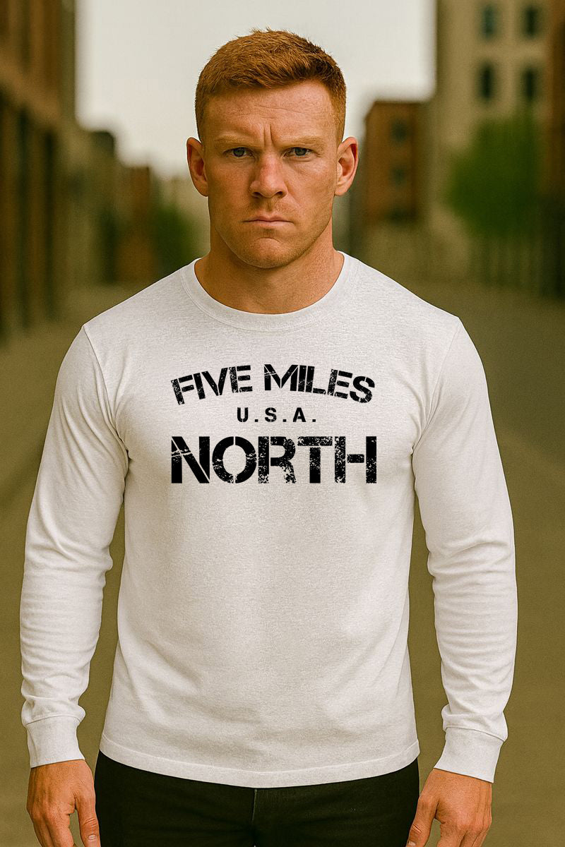 Minimalist LONG SLEEVE SHIRTS | Urban Unisex Tee | Five Miles North