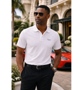 Five Miles North Classic White Polo :: With Front & Back Embroided Logo