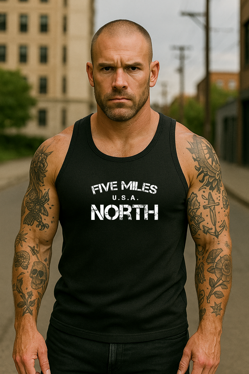 Minimalist TANK TOPS | Urban Unisex Tee | Five Miles North