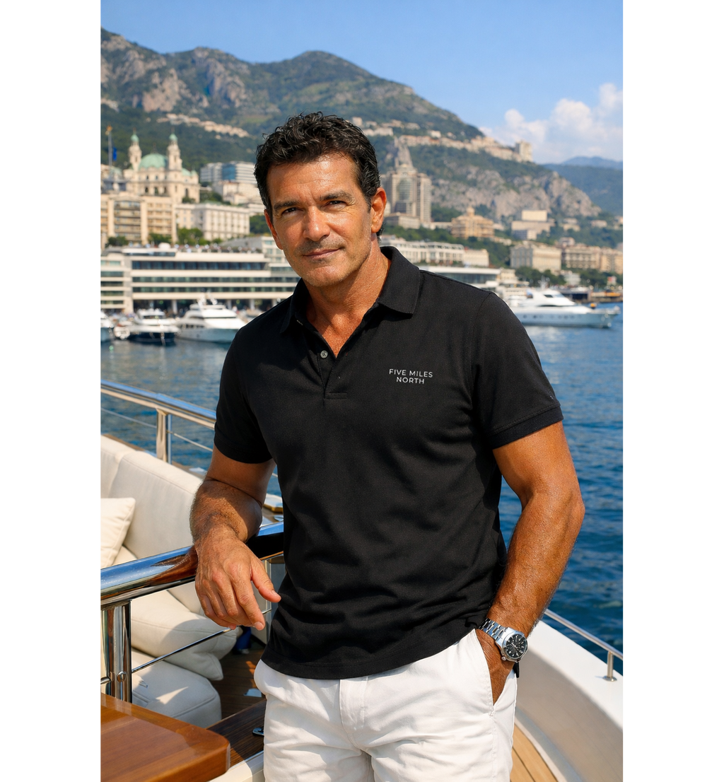 Five Miles North Classic Black Polo