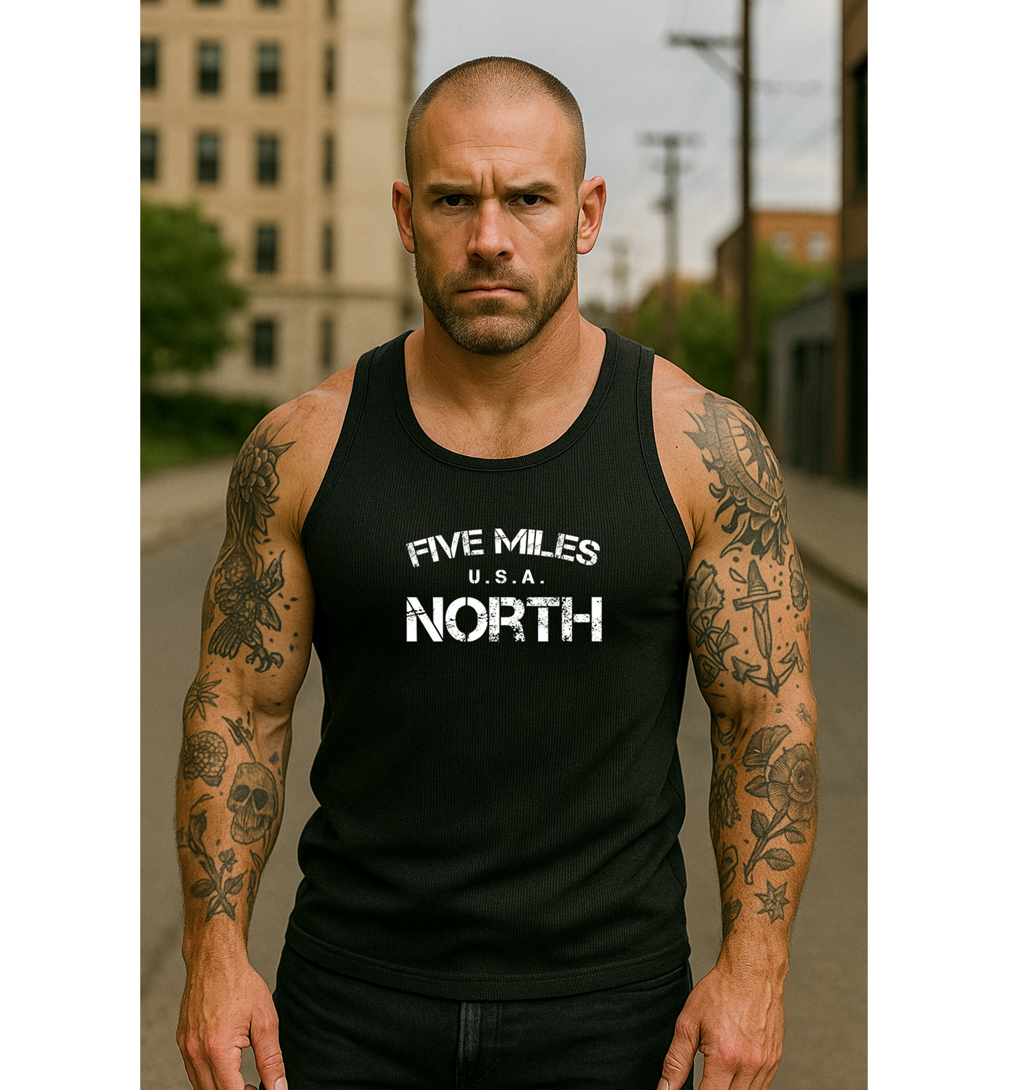 Minimalist TANK TOPS | Large Front Logo Print | Five Miles North