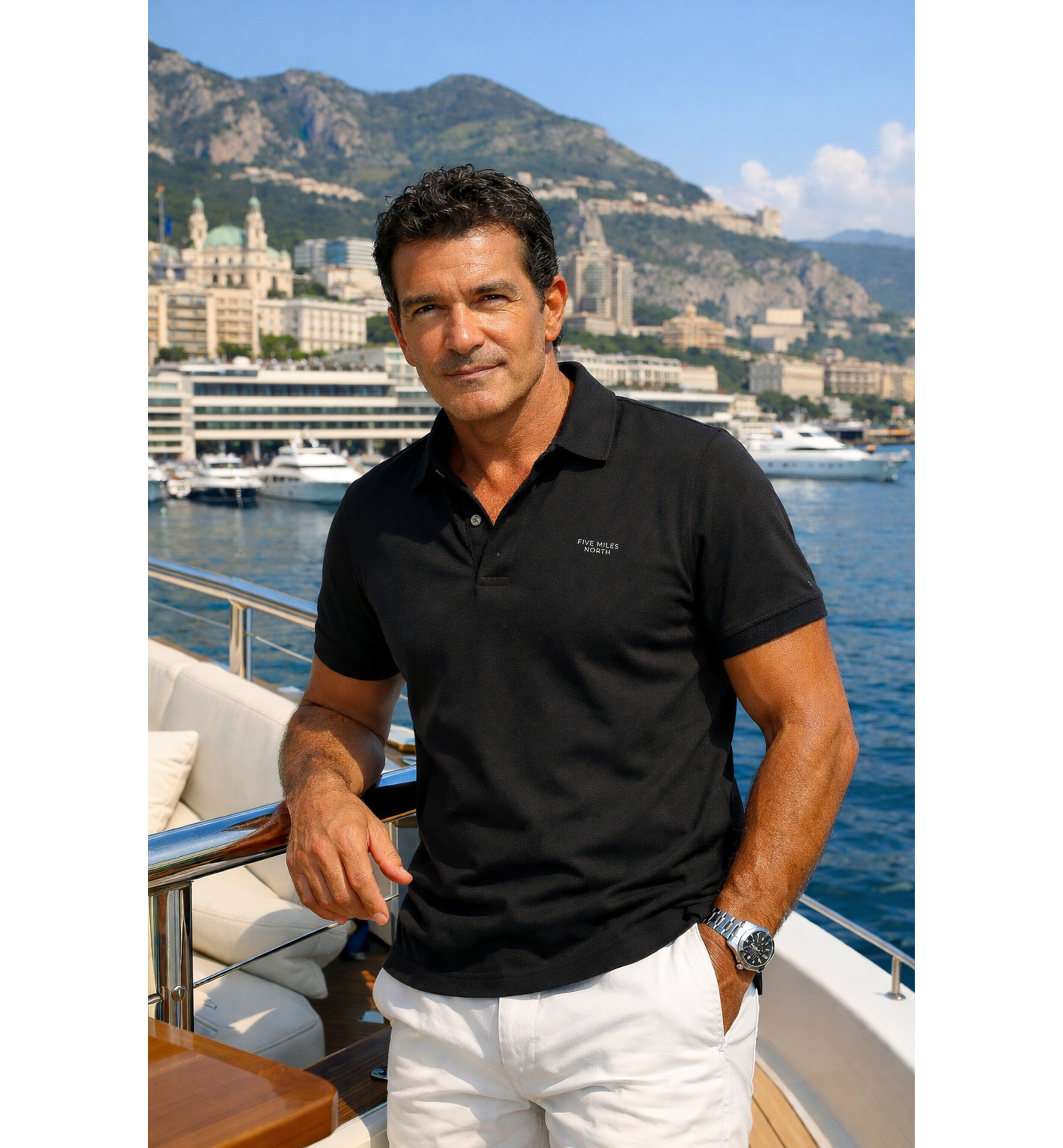 Five Miles North Classic Black Polo :: With Front & Back Embroided Logo