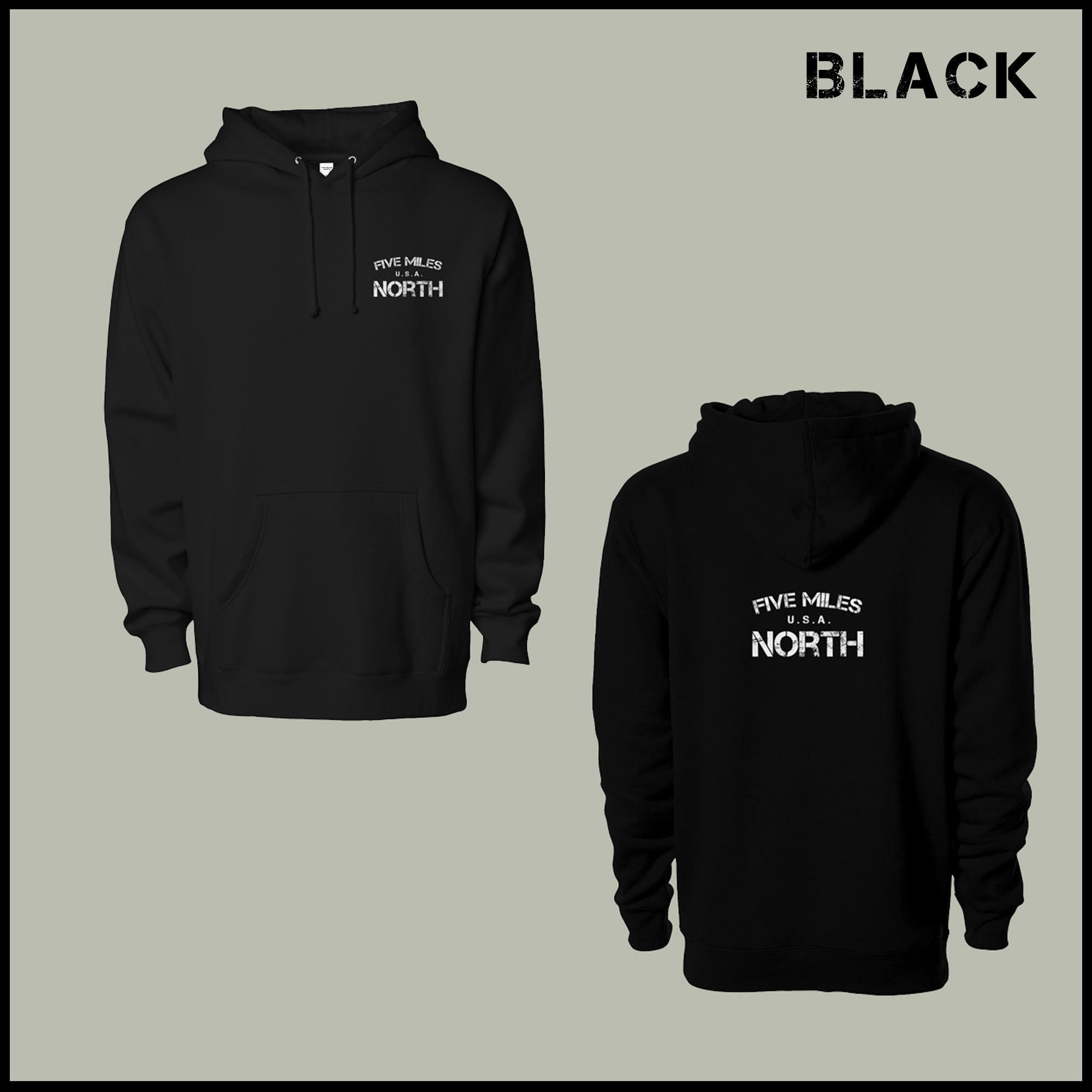 Five Miles North Hoodie - Front & Back Signature Print (White Logo)