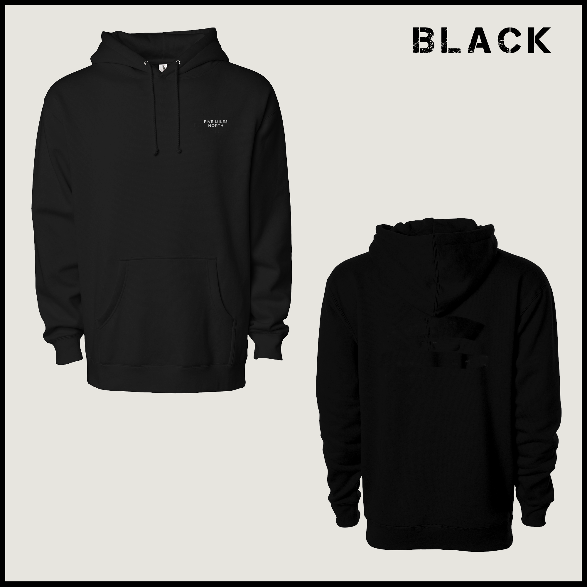 Five Miles North Hoodie :: Embroidered White Chest Logo