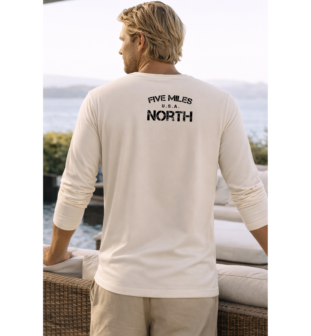 Five Miles North Long Sleeve Shirt - Front & Back Signature Print (Black Logo)