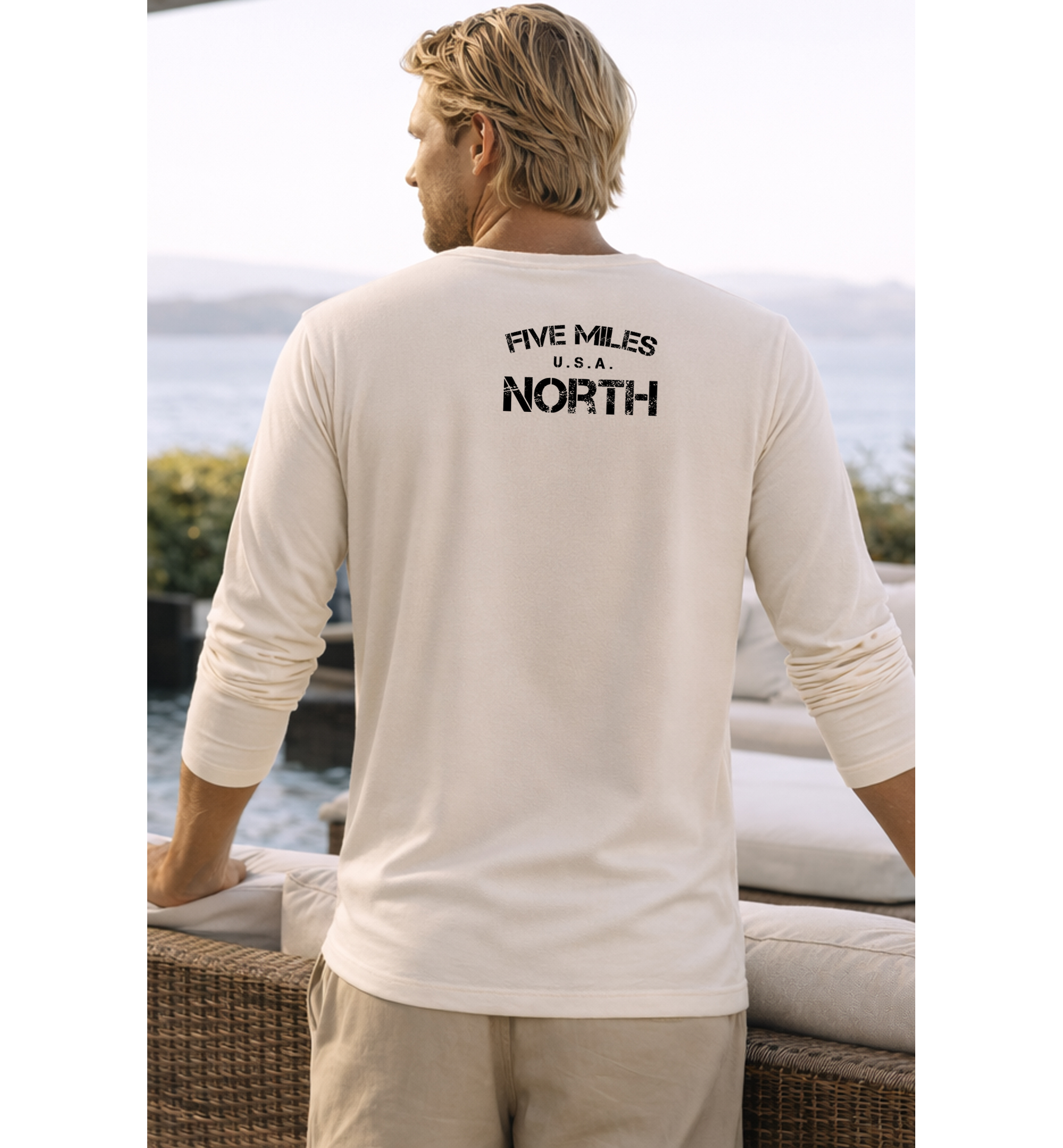 Five Miles North Long Sleeve Shirt - Front & Back Signature Print (Black Logo)