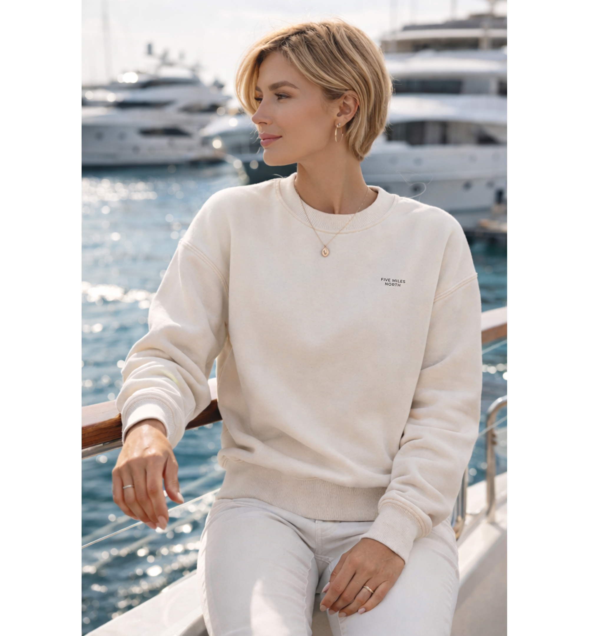 NEW - Five Miles North Sweatshirt - Front & Back Signature Embroided Black Logo