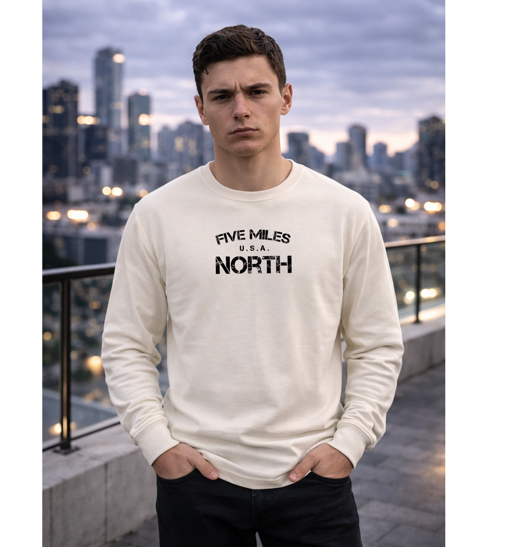 Five Miles North Long Sleeve Shirt - Front & Back Signature Print (Black Logo)