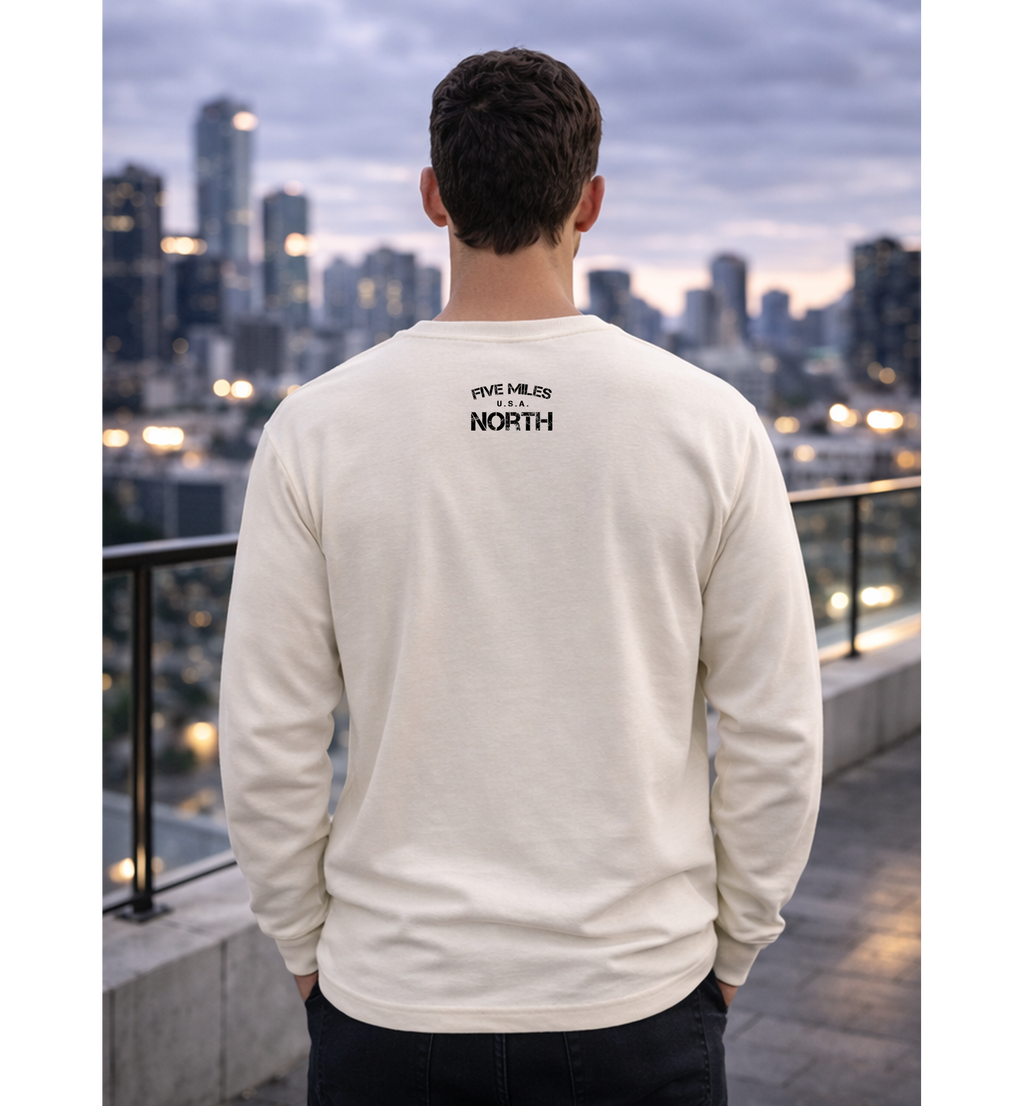 Five Miles North Long Sleeve Shirt - Front & Back Signature Print (Black Logo)