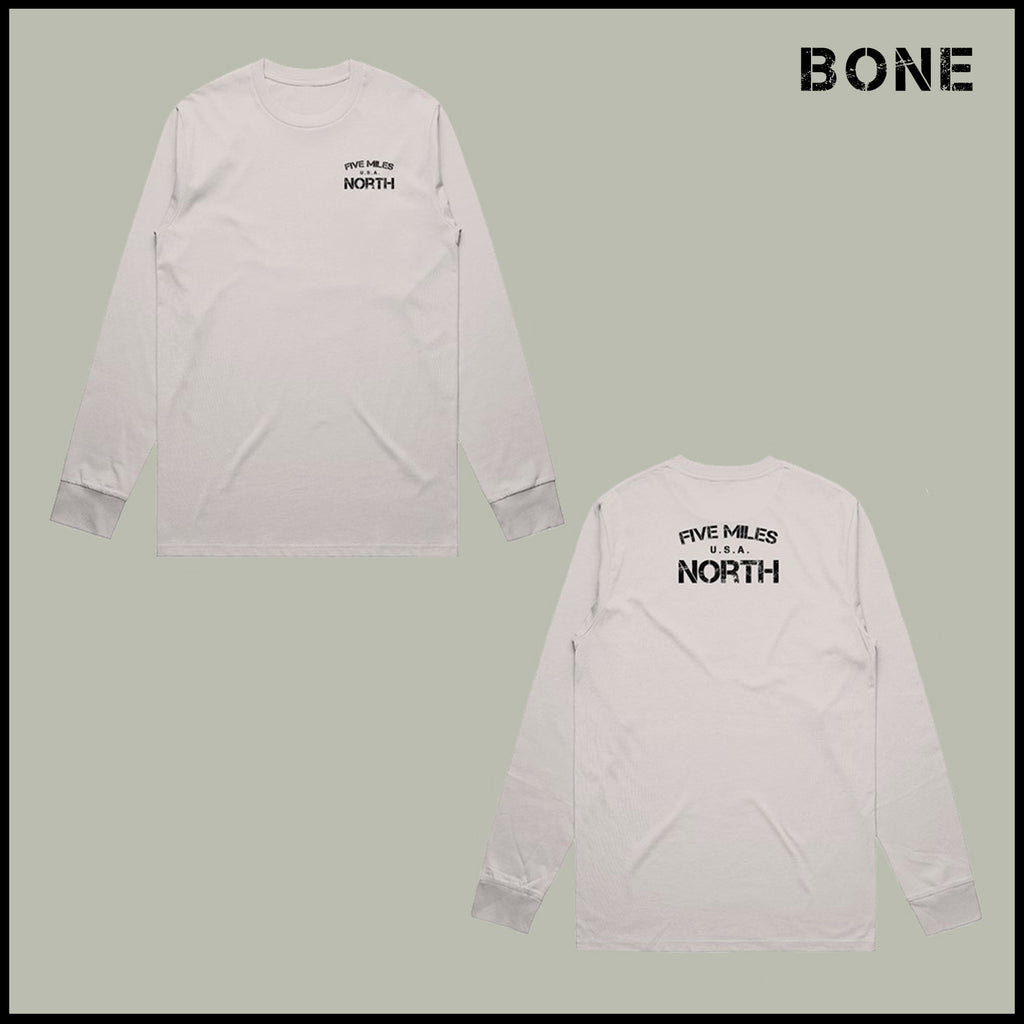 Five Miles North Long Sleeve Shirt - Front & Back Signature Print (Black Logo)