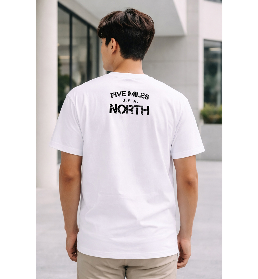 Five Miles North T-Shirt - Front & Back Signature Print (Black Logo)