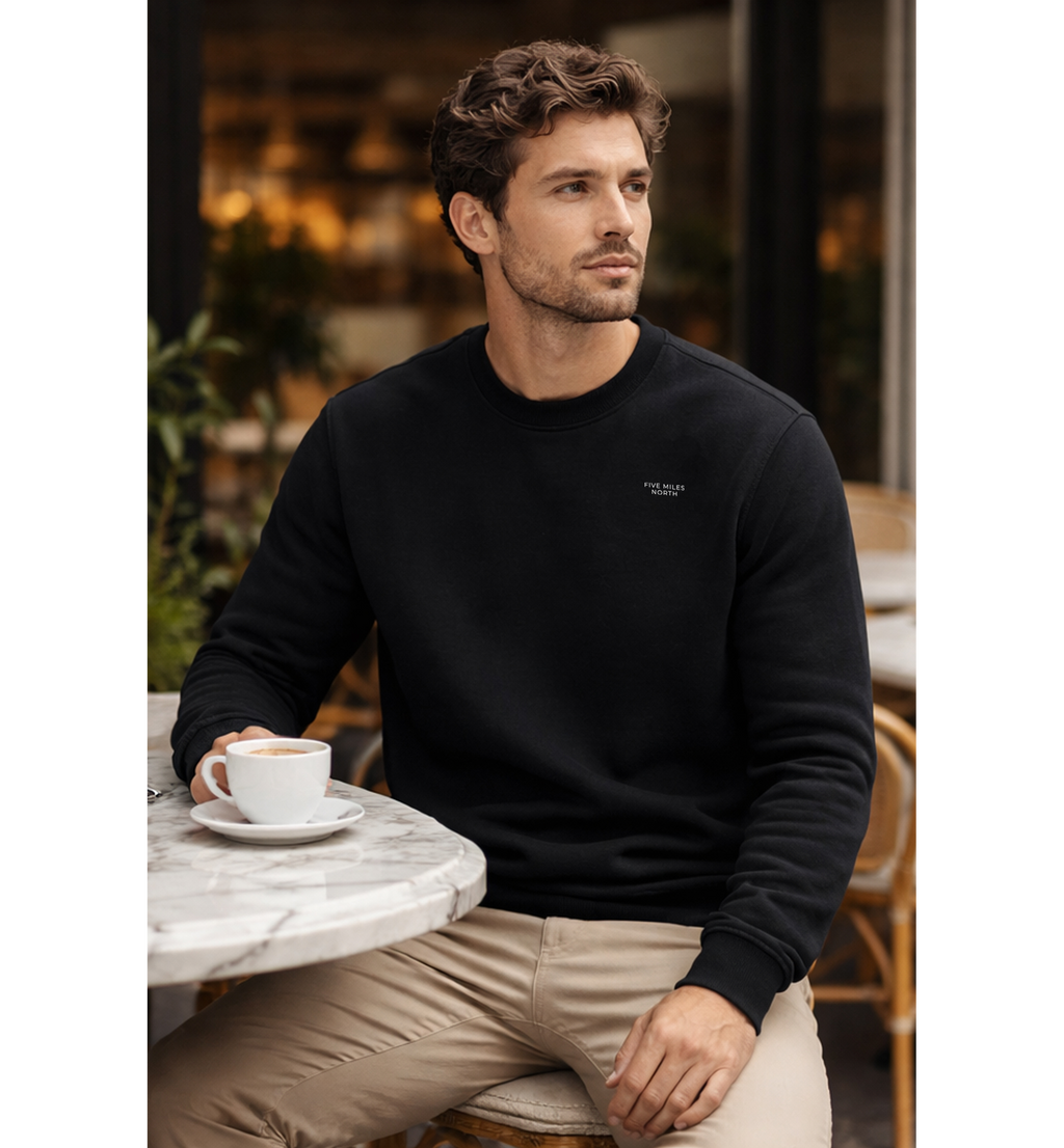 NEW Five Miles North Sweatshirt - Front & Back Signature Print Embroided White Logo