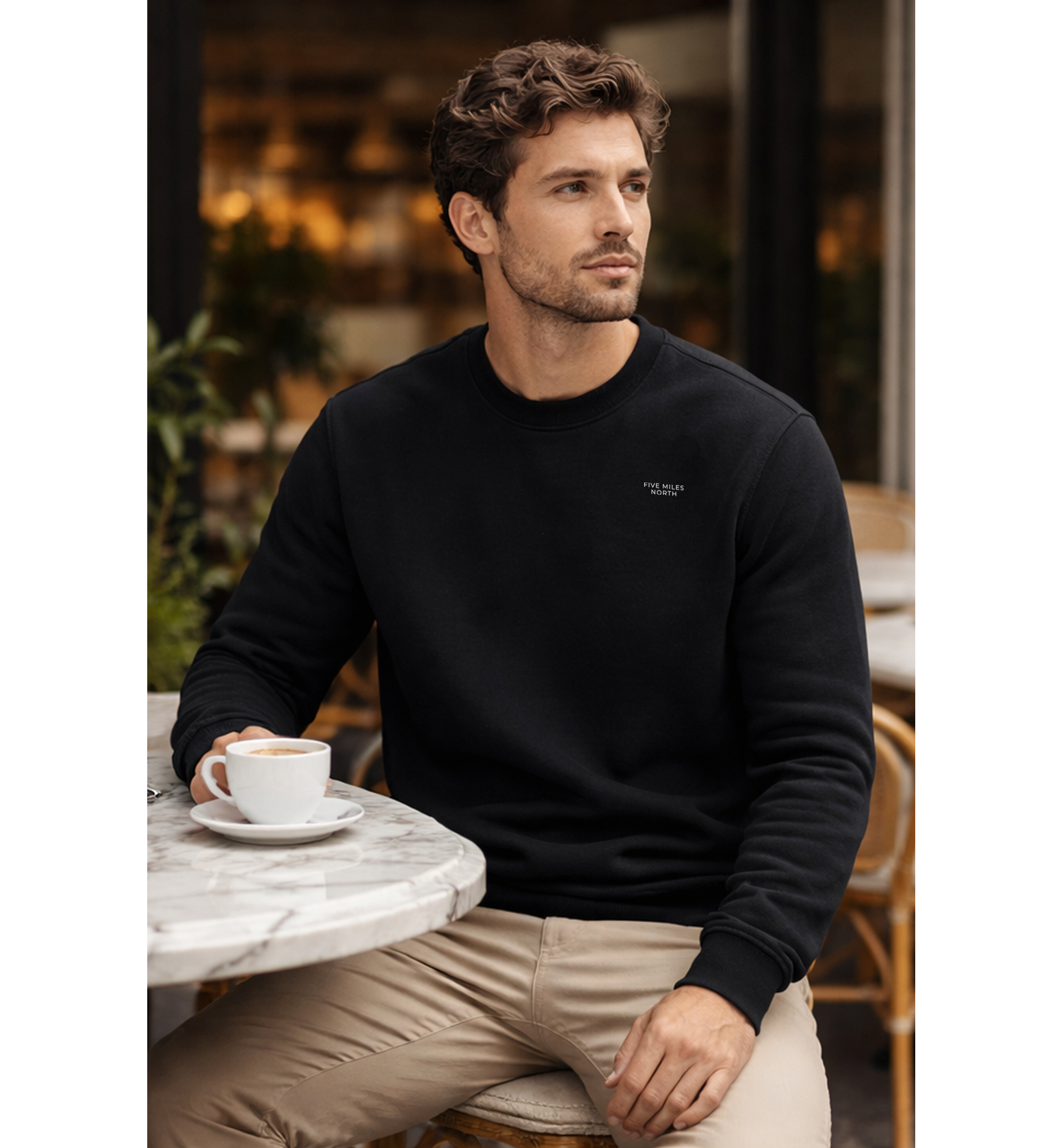 NEW Five Miles North Sweatshirt - Front & Back Signature Print Embroided White Logo