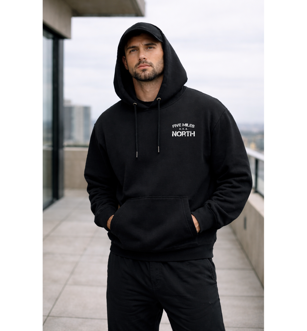 Five Miles North Hoodie - Front & Back Signature Print (White Logo)