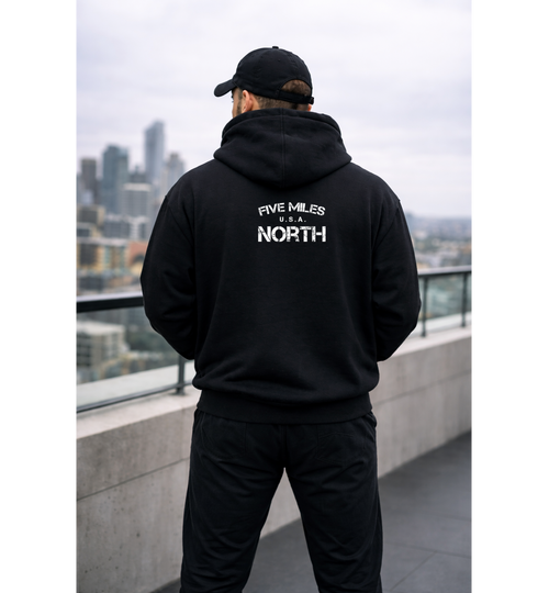 Five Miles North Hoodie - Front & Back Signature Print (White Logo)