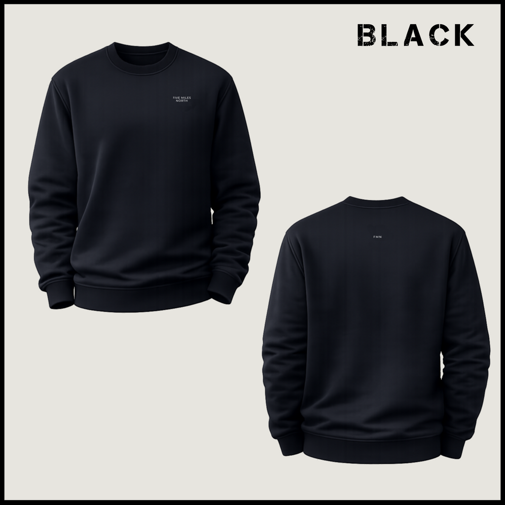 NEW Five Miles North Sweatshirt - Front & Back Signature Print Embroided White Logo