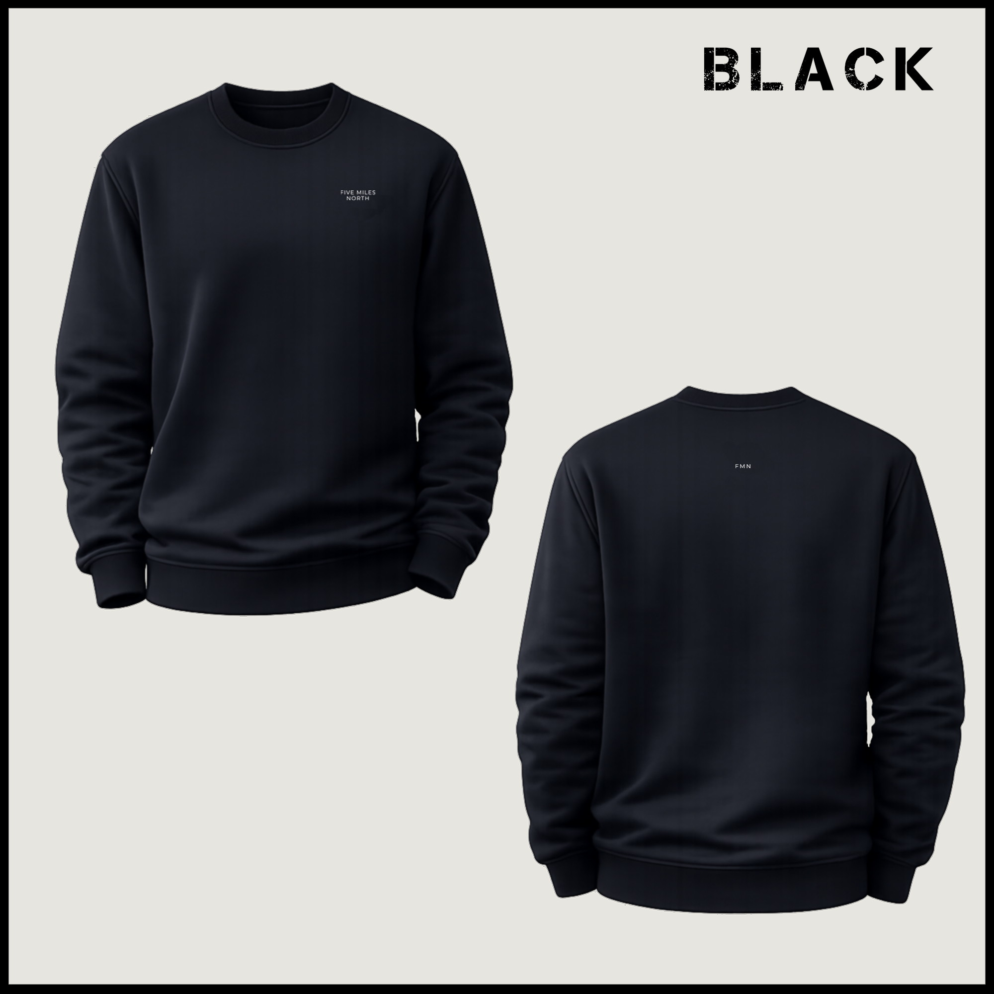 NEW Five Miles North Sweatshirt - Front & Back Signature Print Embroided White Logo