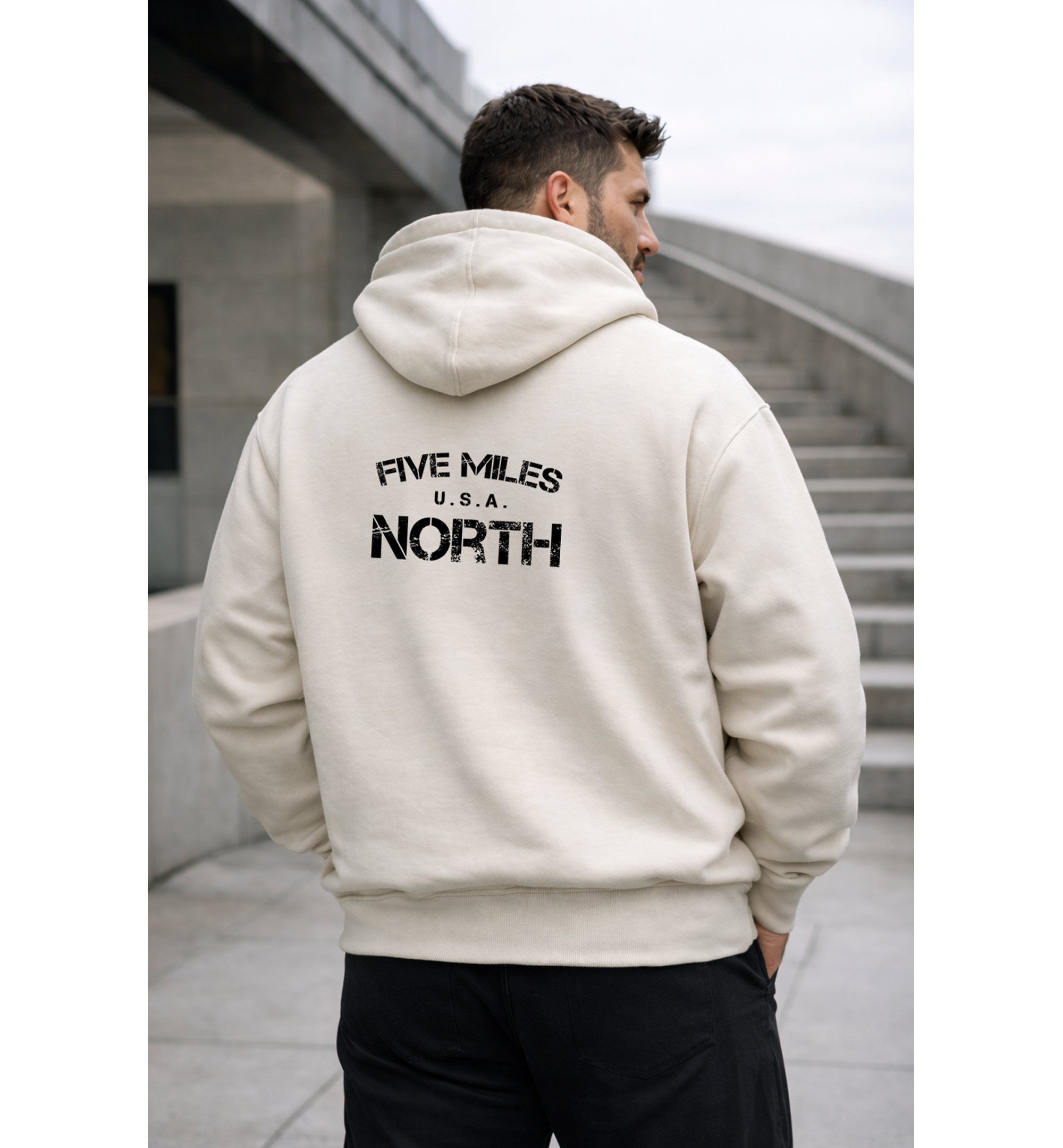 Five Miles North Hoodie - Front & Back Signature Print (Black Logo)