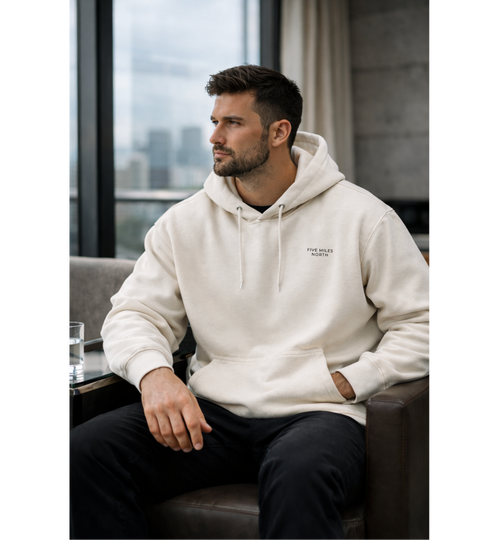 Five Miles North Hoodie :: Embroidered Black Chest Logo