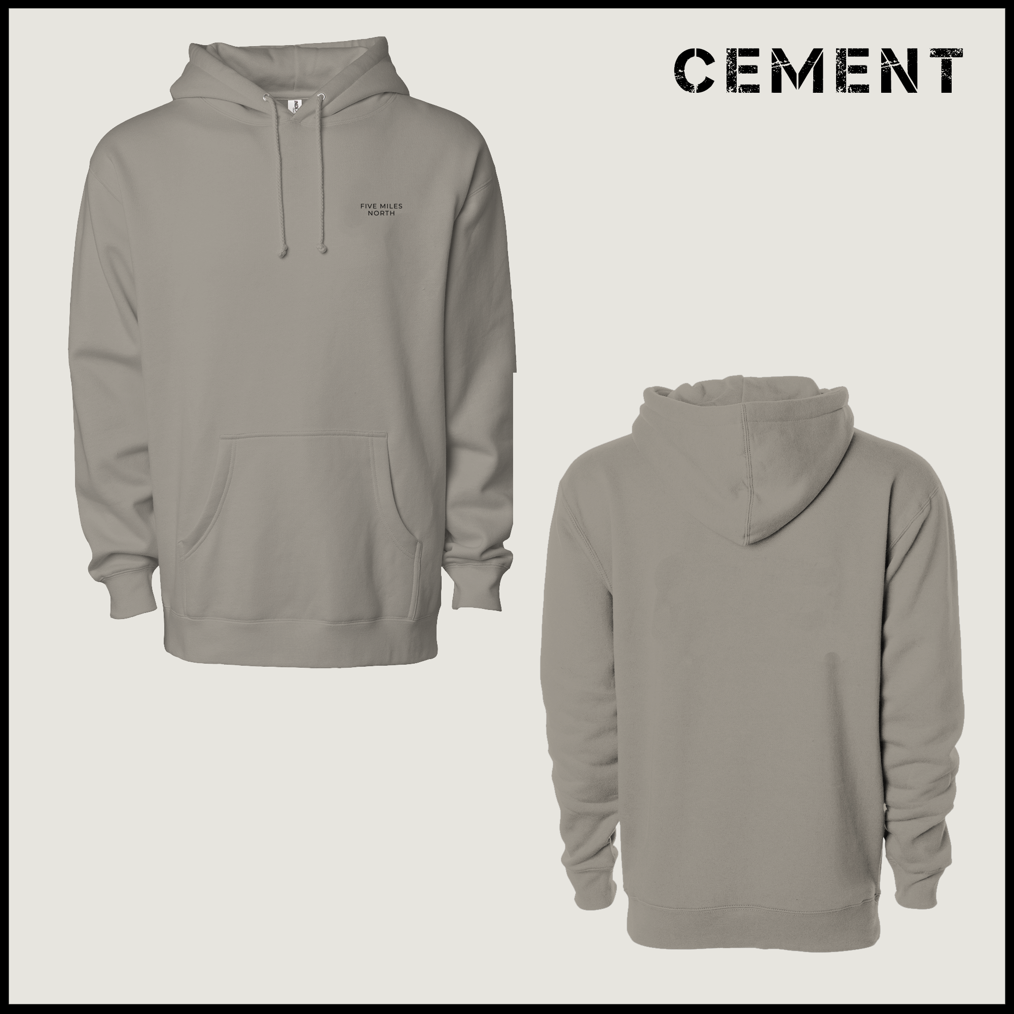 Five Miles North Hoodie :: Embroidered Black Chest Logo