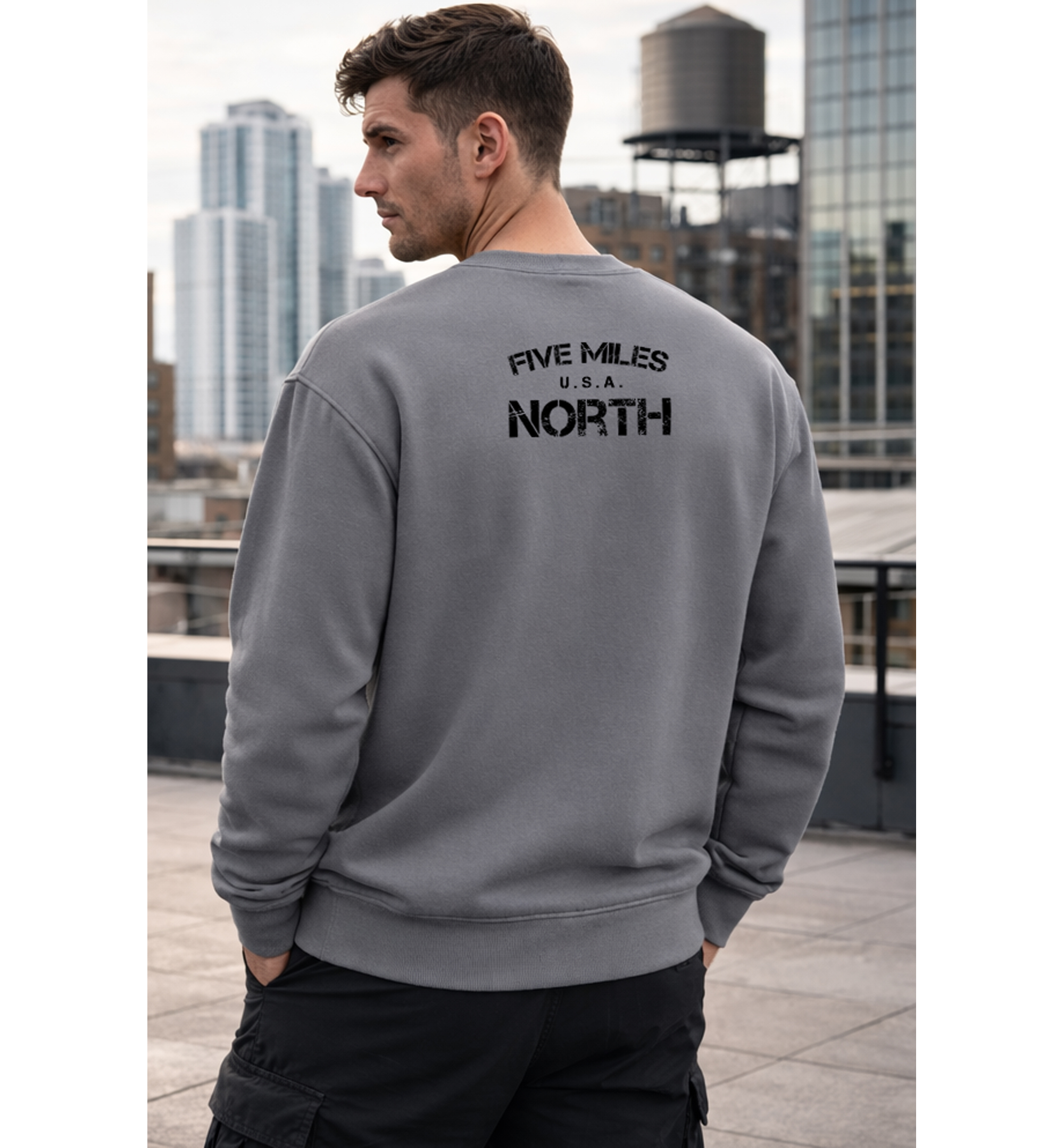 Five Miles North Sweatshirt - Front & Back Signature Print (Black Logo)