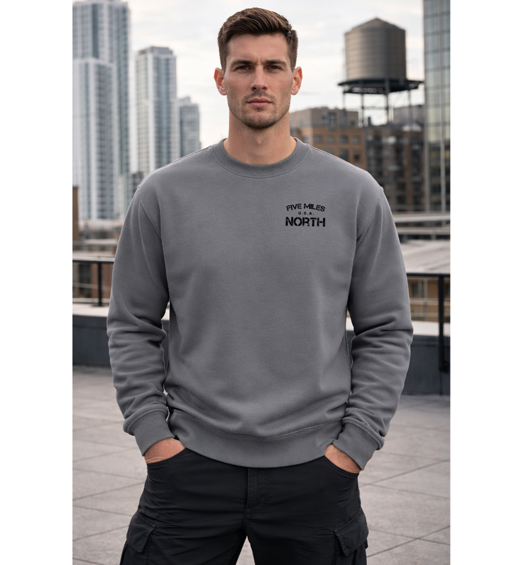 Five Miles North Sweatshirt - Front & Back Signature Print (Black Logo)