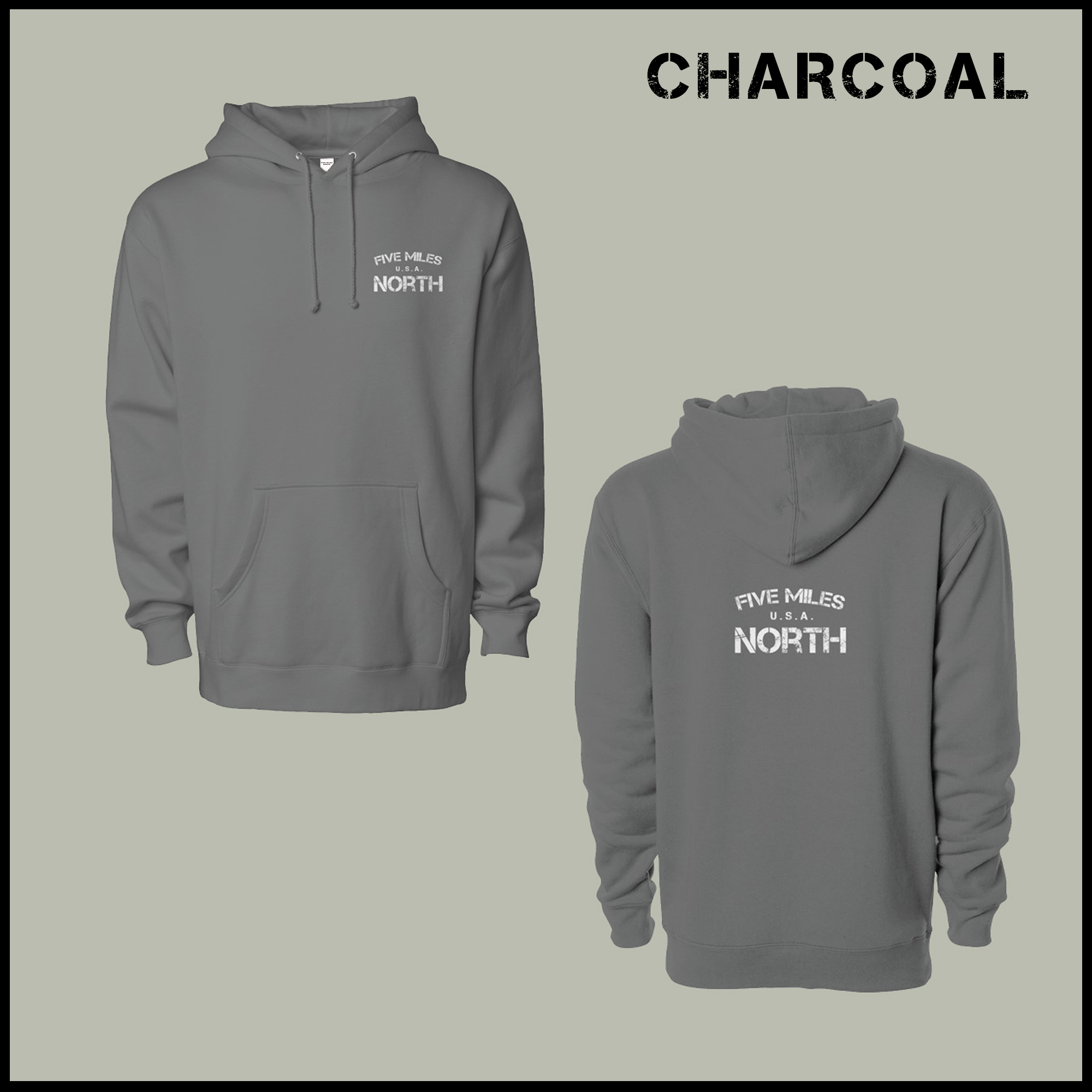Five Miles North Hoodie - Front & Back Signature Print (White Logo)