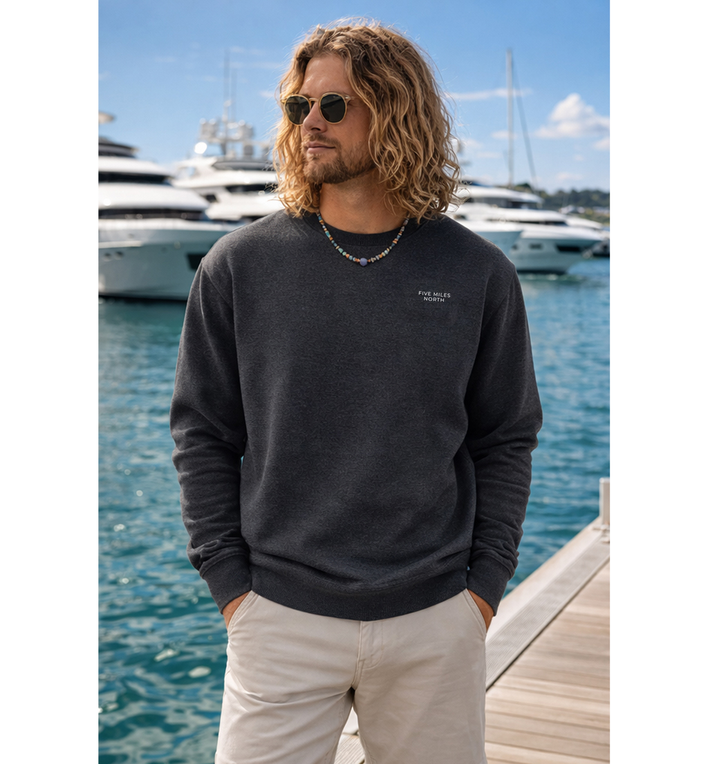 NEW Five Miles North Sweatshirt - Front & Back Signature Print Embroided White Logo