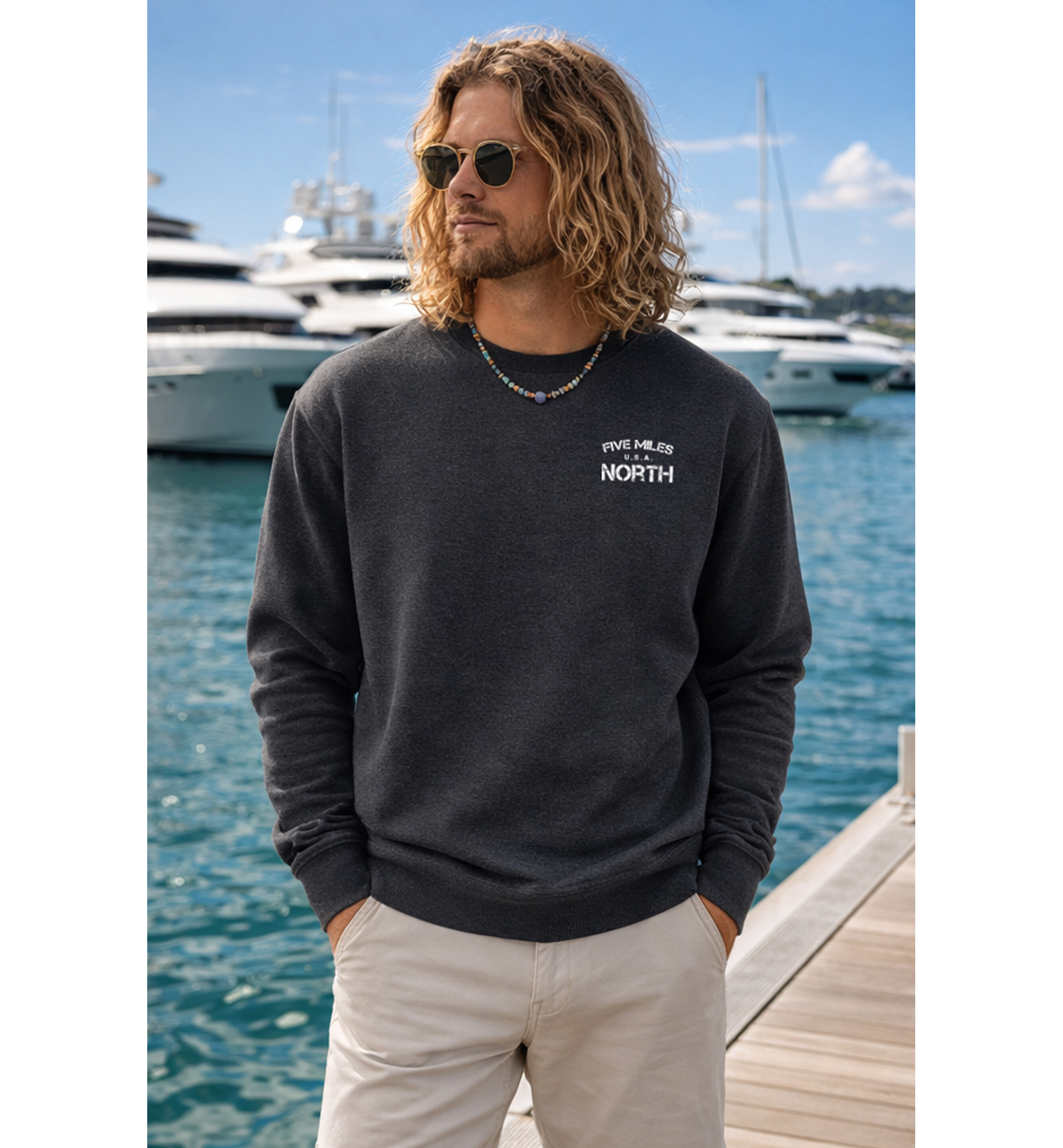 Five Miles North Sweatshirt - Front & Back Signature Print (White Logo)