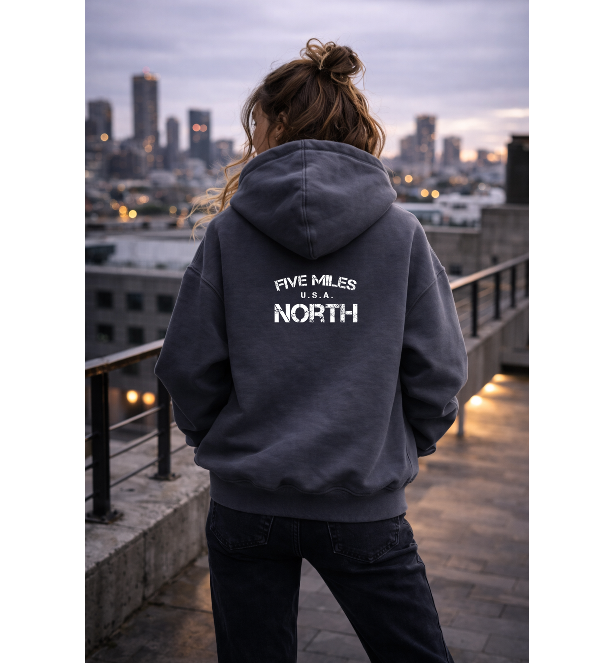 Five Miles North Hoodie - Front & Back Signature Print (White Logo)