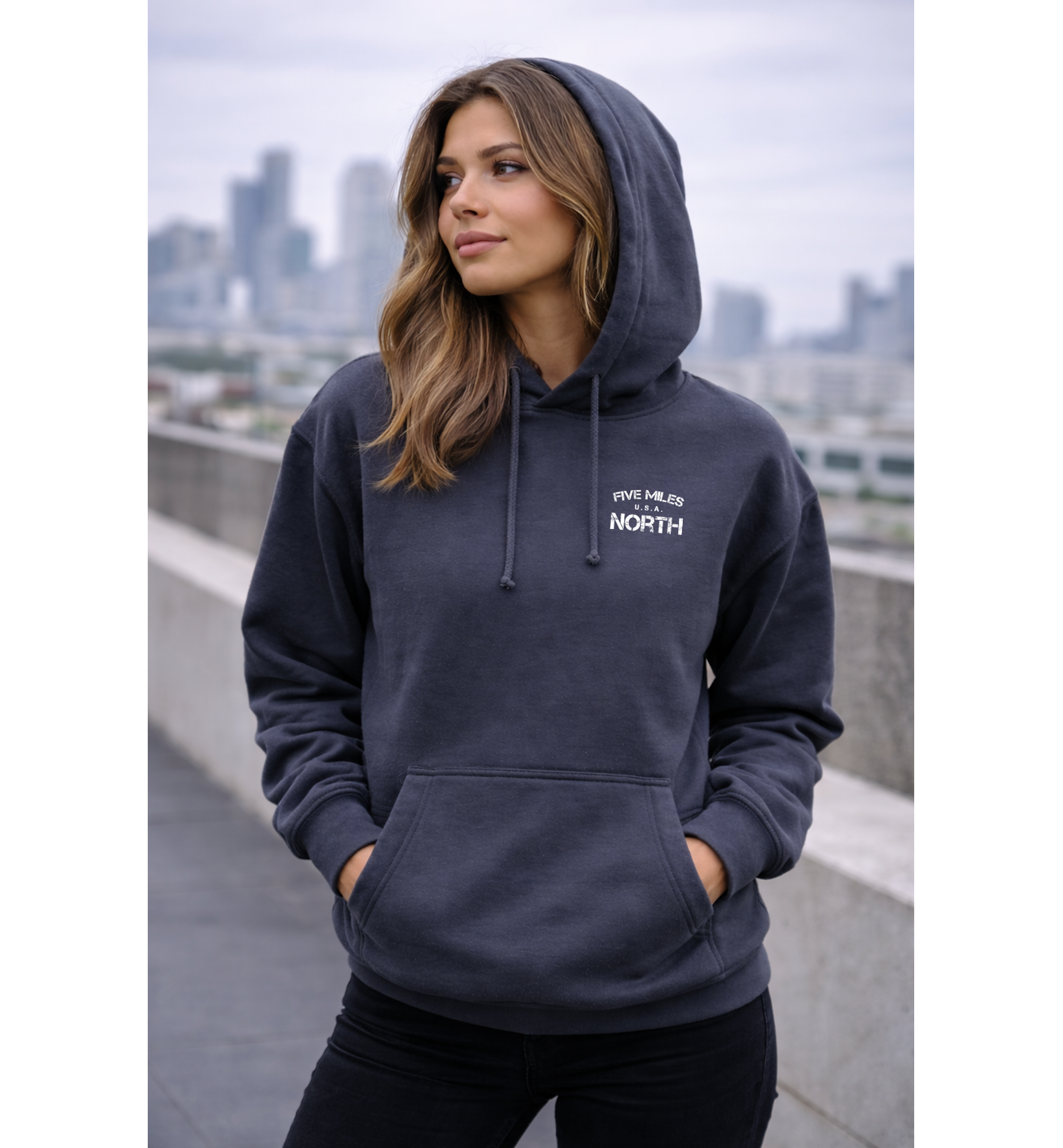 Five Miles North Hoodie - Front & Back Signature Print (White Logo)