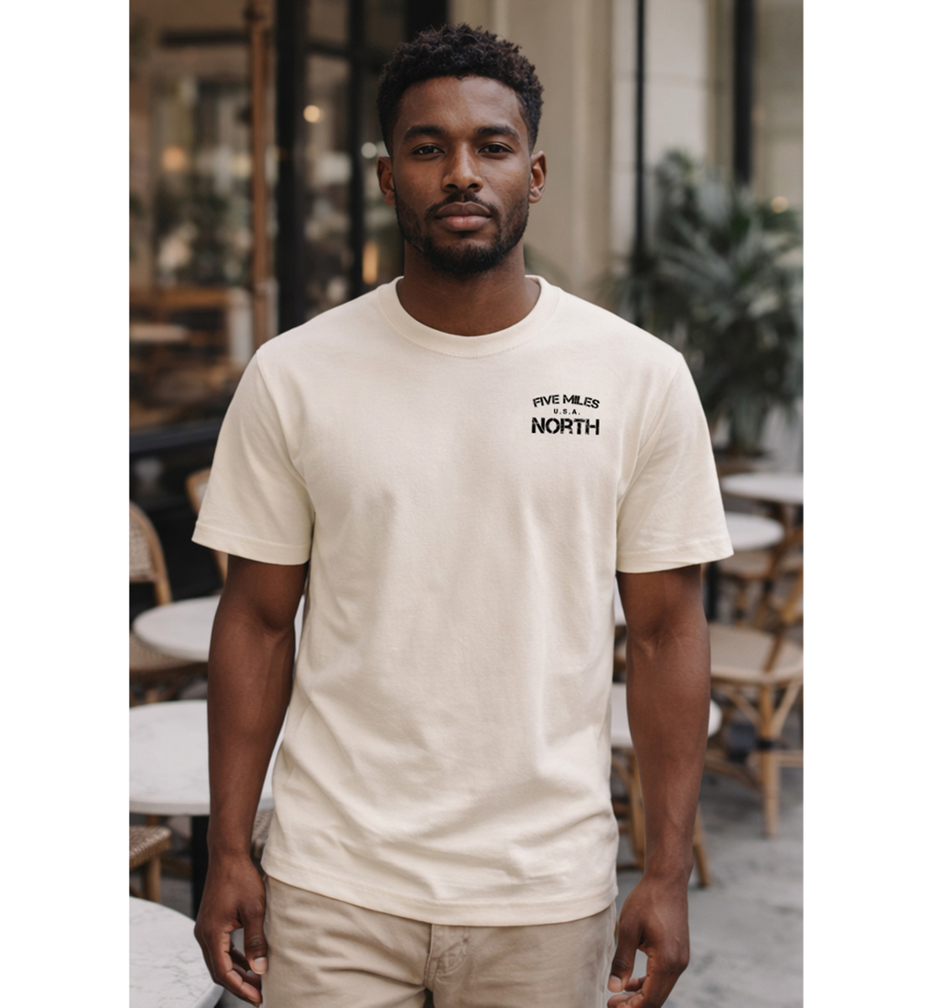 Five Miles North T-Shirt - Front & Back Signature Print (Black Logo)