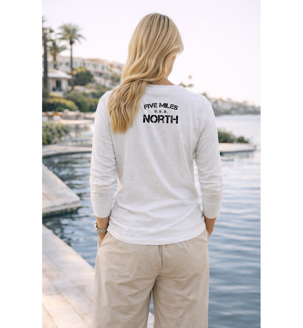 Five Miles North Long Sleeve Shirt - Front & Back Signature Print (Black Logo)