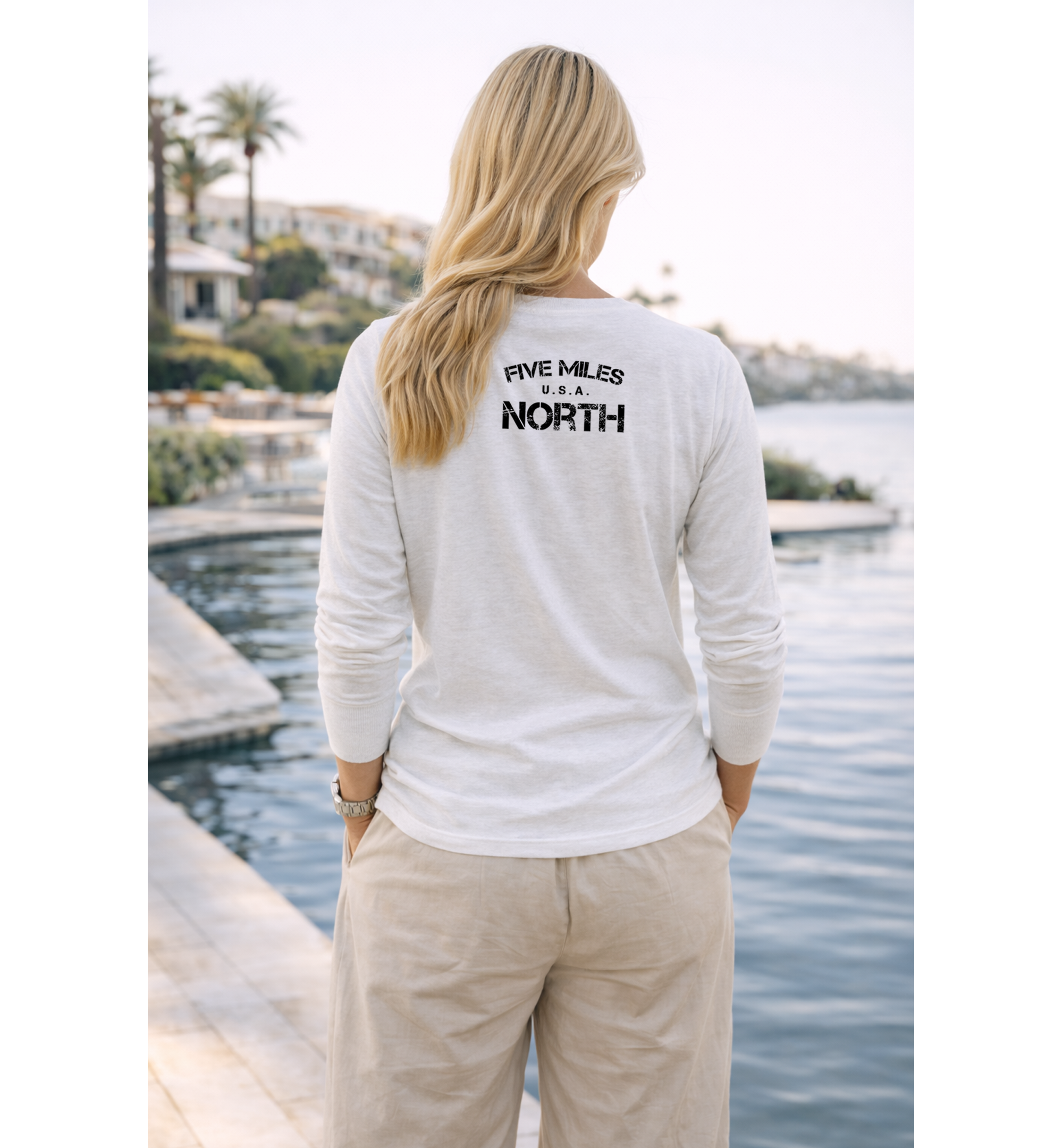 Five Miles North Long Sleeve Shirt - Front & Back Signature Print (Black Logo)