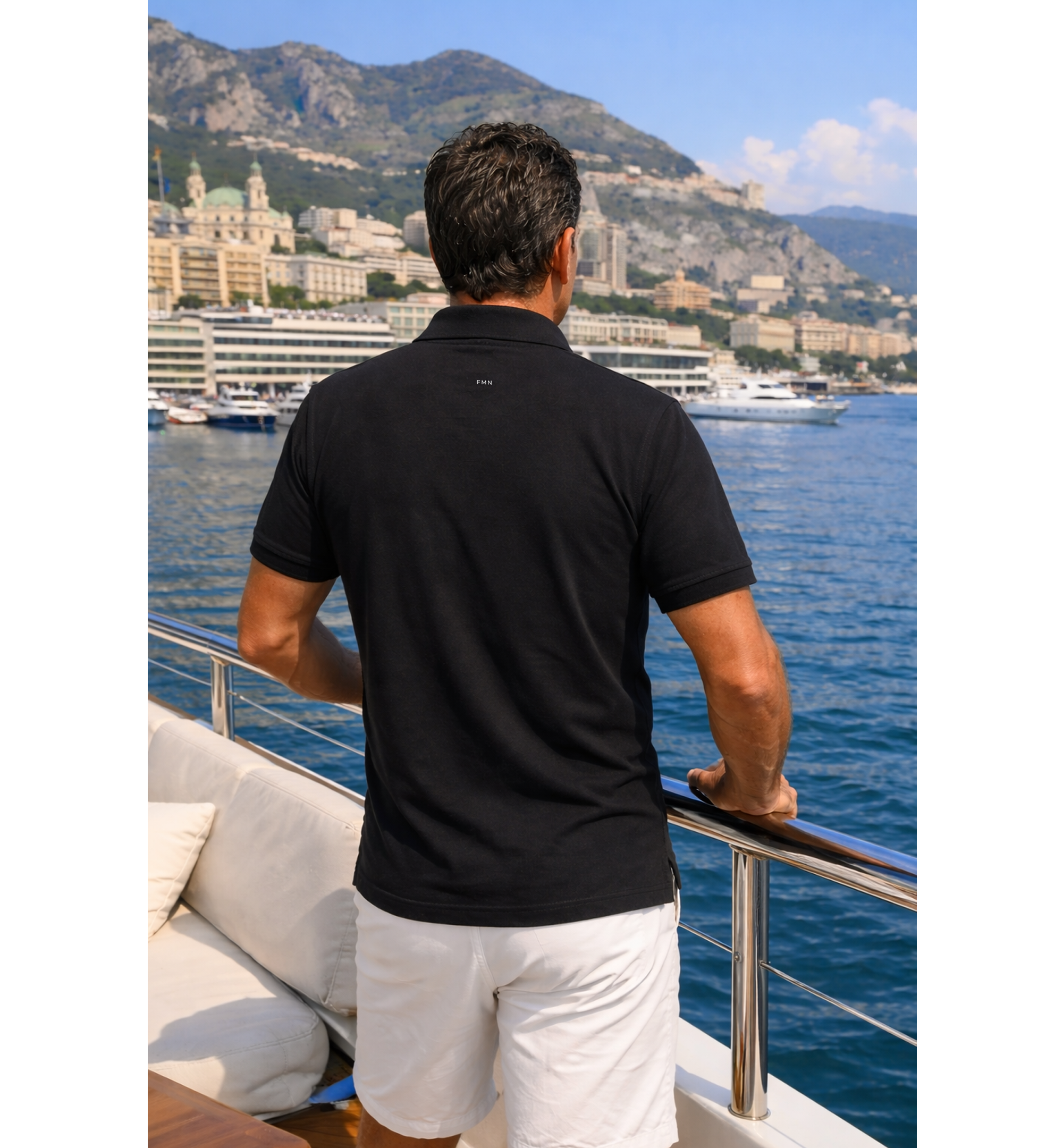 Five Miles North Classic Black Polo :: With Front & Back Embroided Logo