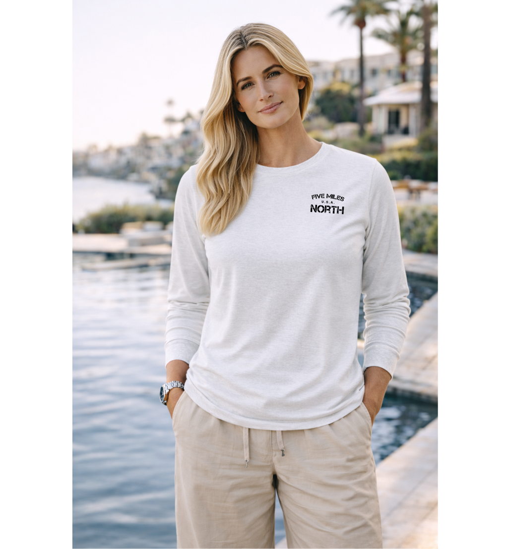 Five Miles North Long Sleeve Shirt - Front & Back Signature Print (Black Logo)