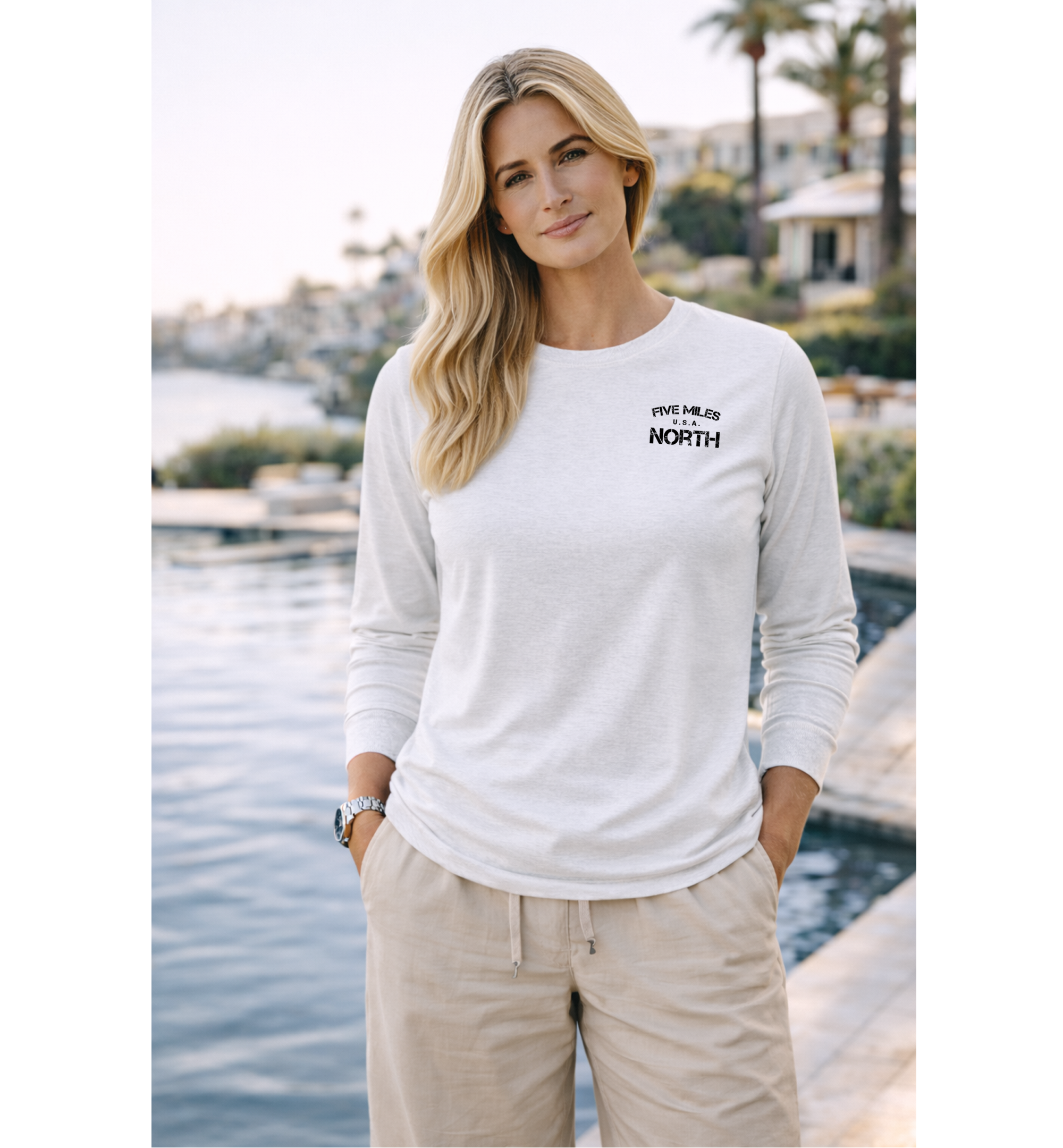 Five Miles North Long Sleeve Shirt - Front & Back Signature Print (Black Logo)