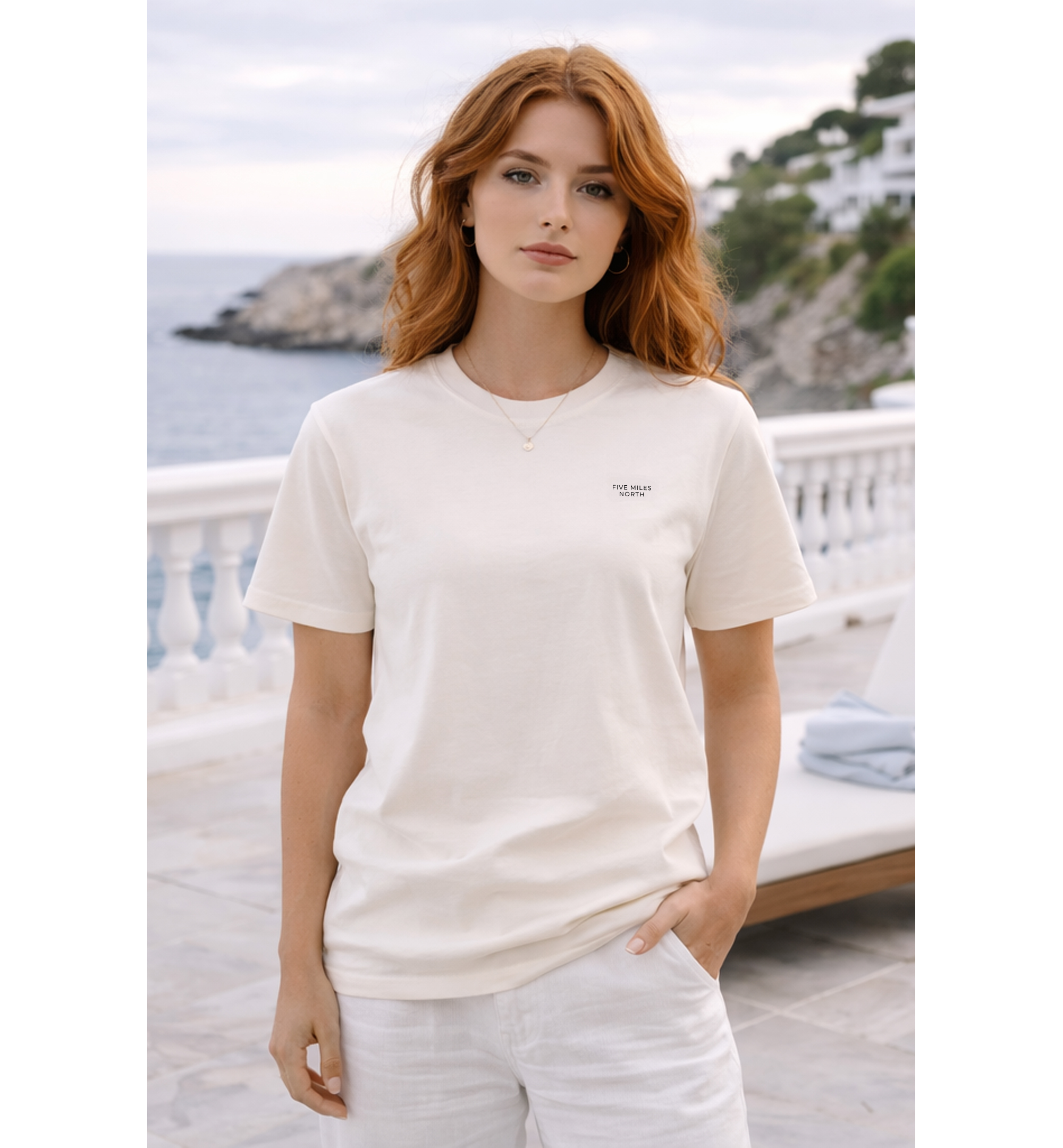 Five Miles North T-Shirt - Front & Back Signature Embroided Black Logo