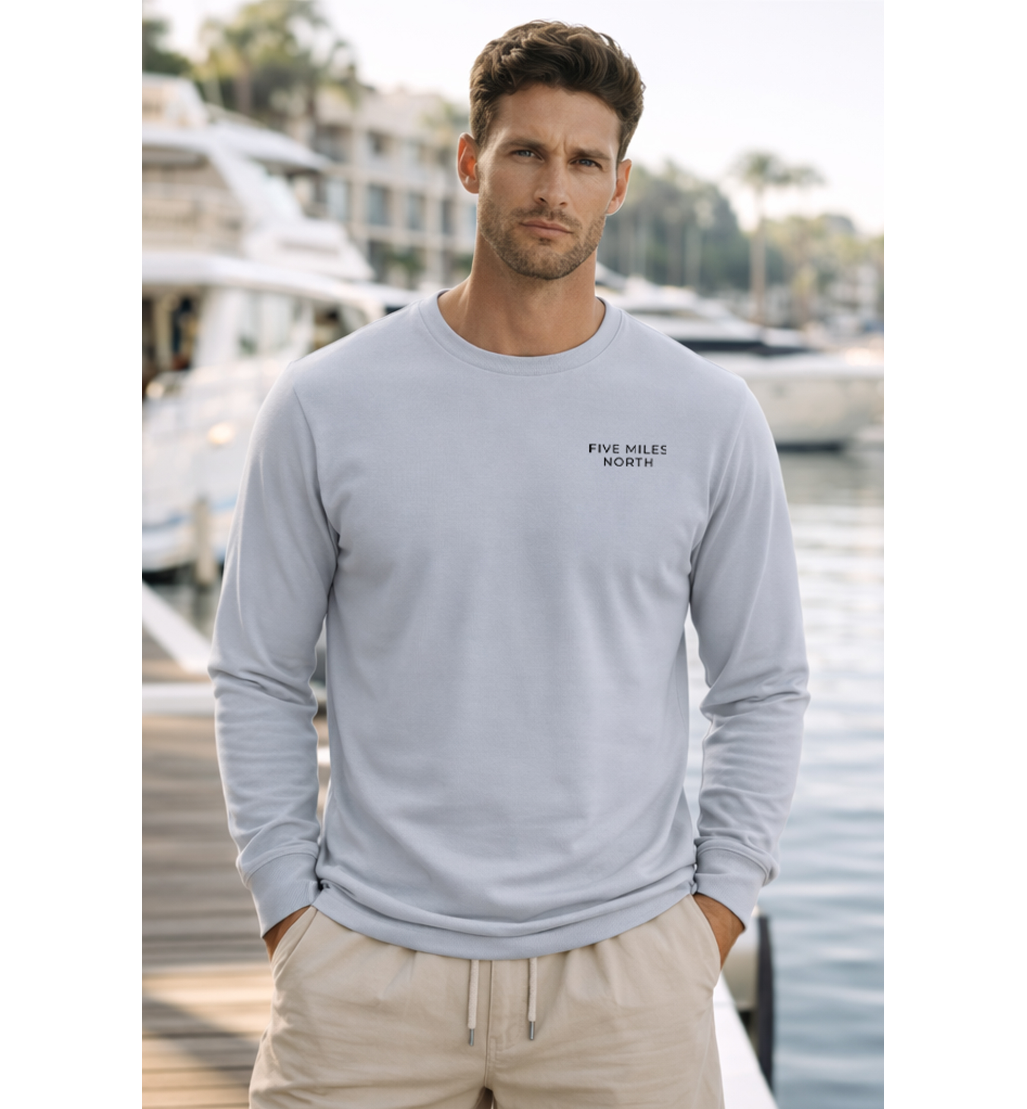 Five Miles North Long Sleeve Shirt :: Front & Back Signature Print (Black Logo)