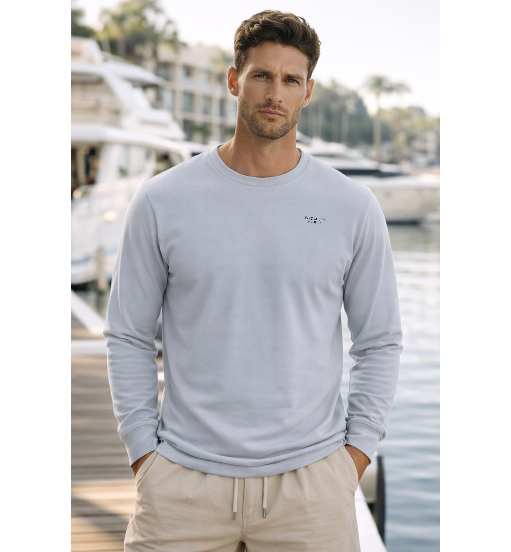 Five Miles North Long Sleeve Shirt :: Front & Back Embroided Black Logo