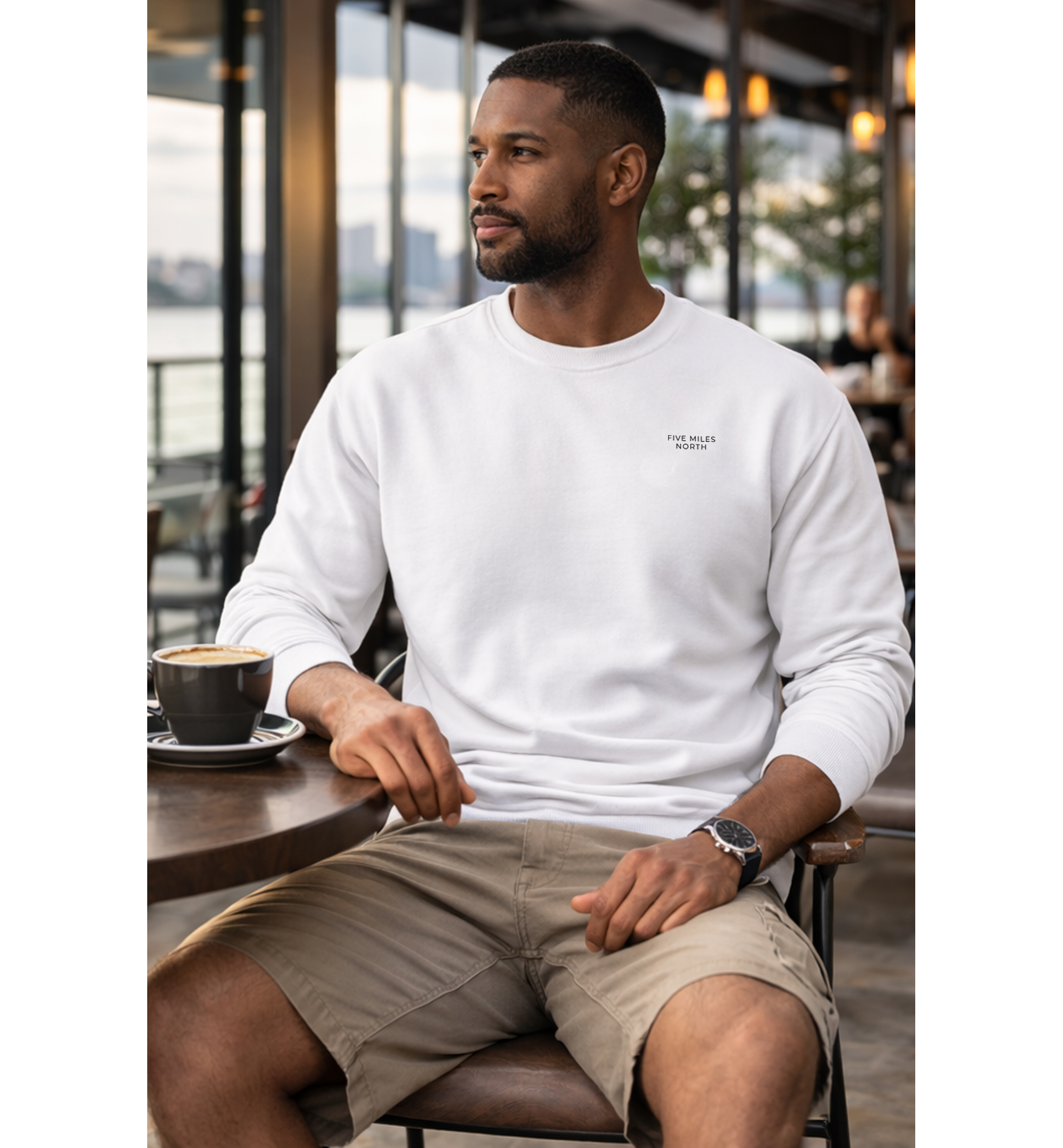 NEW - Five Miles North Sweatshirt - Front & Back Signature Embroided Black Logo