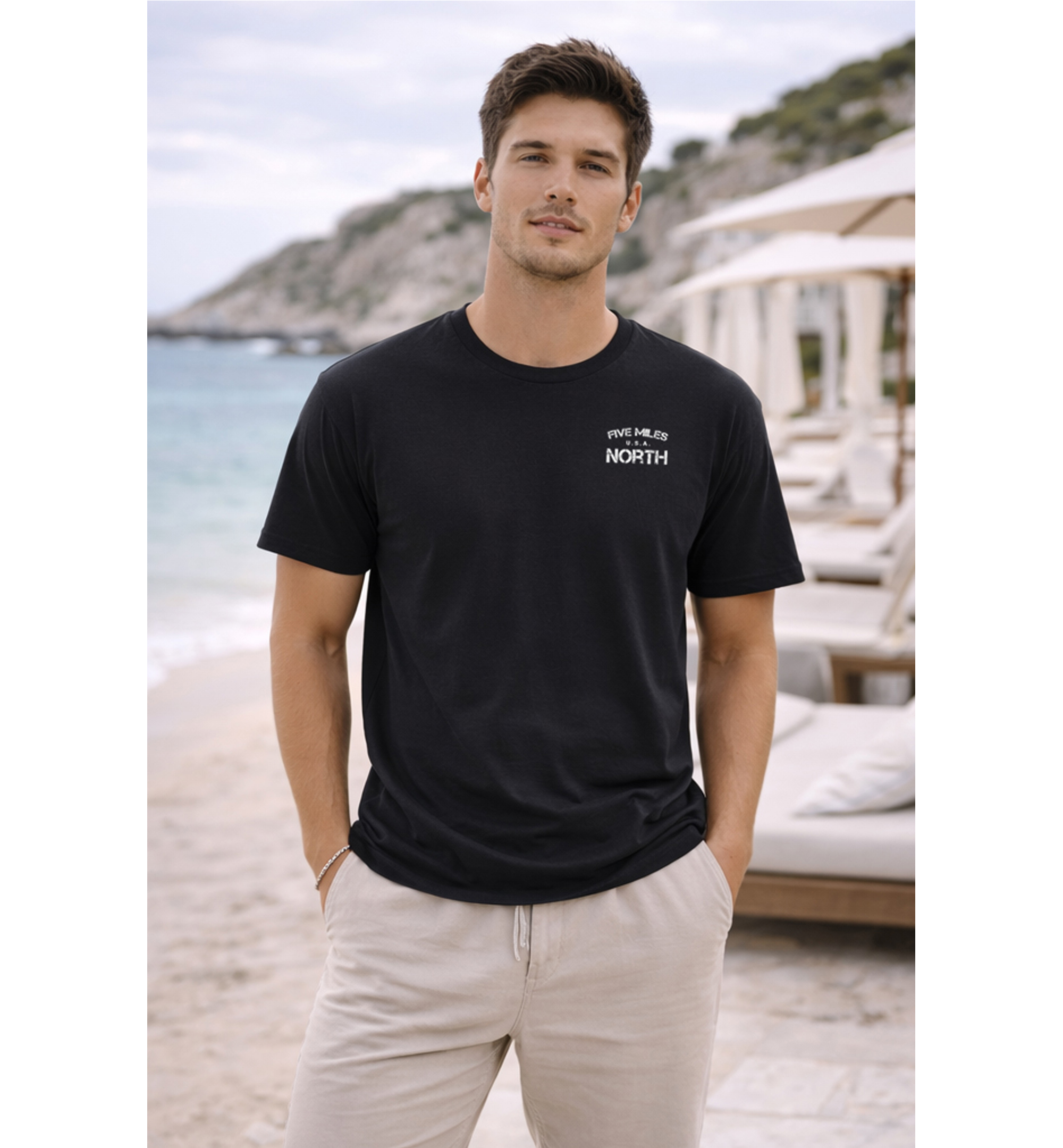 Five Miles North T-Shirt - Front & Back Signature Print (White Logo)