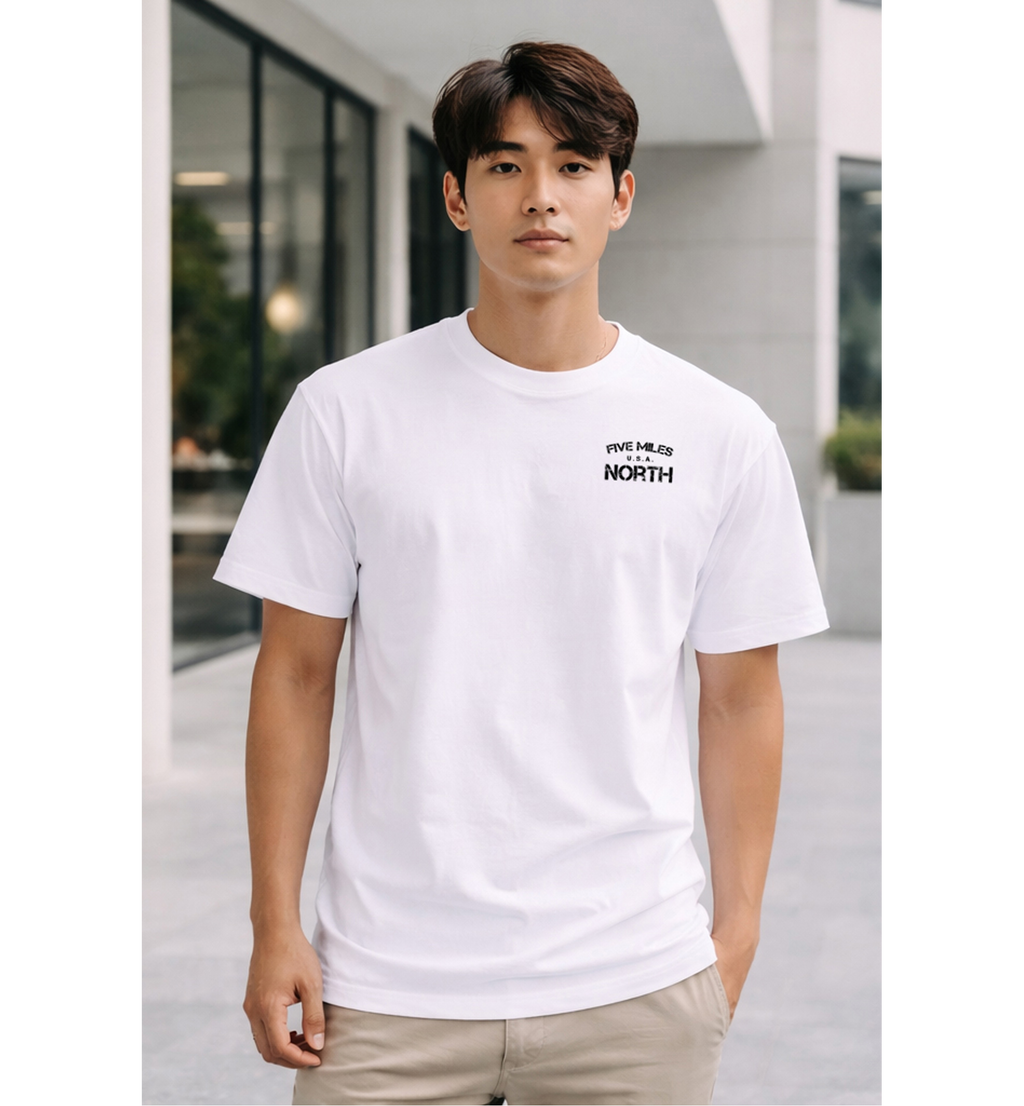 Five Miles North T-Shirt - Front & Back Signature Print (Black Logo)