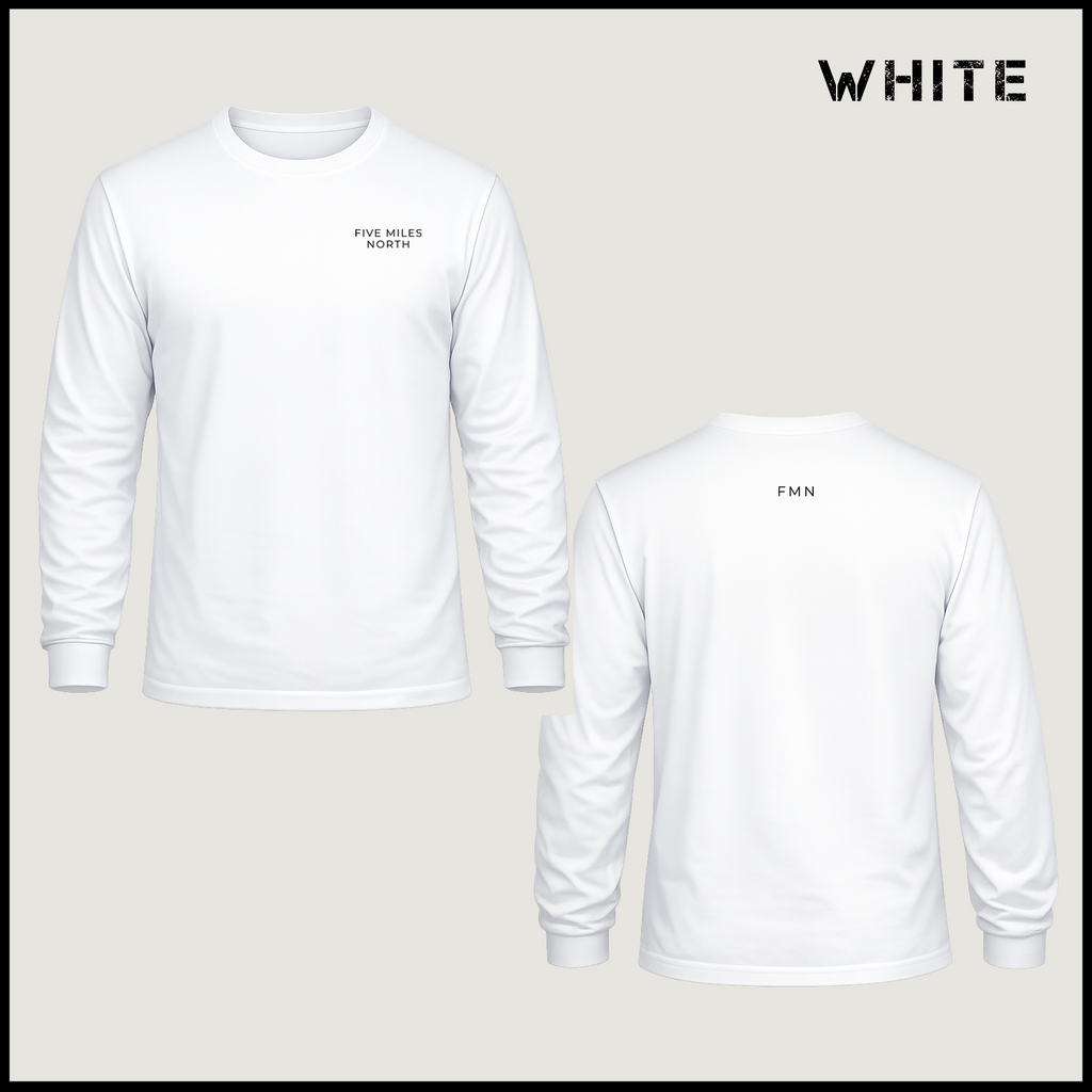 Five Miles North Long Sleeve Shirt :: Front & Back Signature Print (Black Logo)