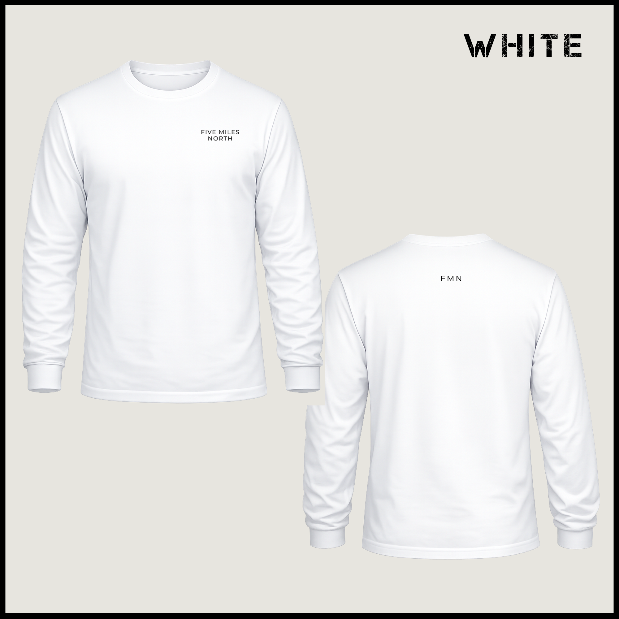 Five Miles North Long Sleeve Shirt :: Front & Back Signature Print (Black Logo)